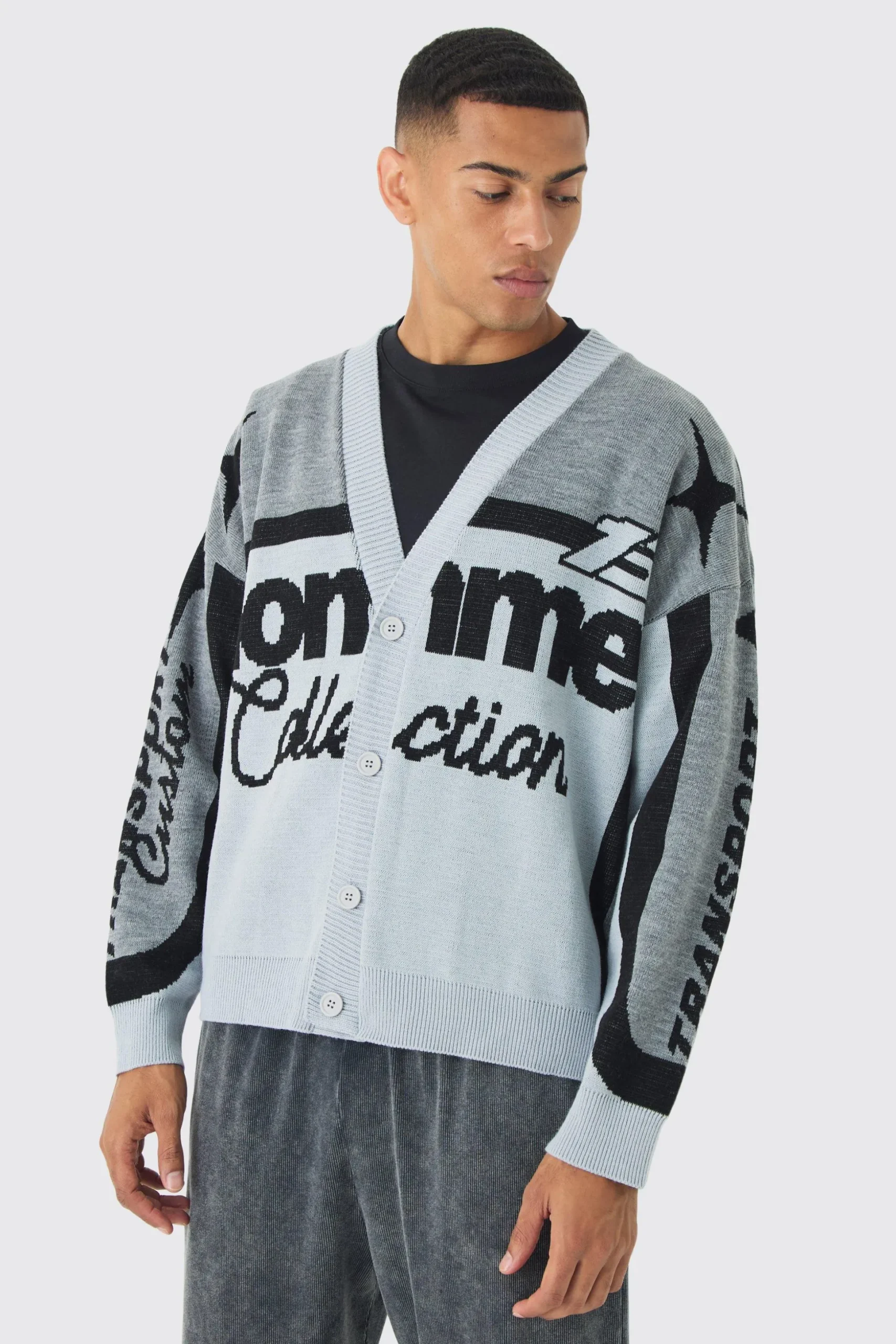 Oversized Boxy Moto Knitted Cardigan | BoohooMAN UK