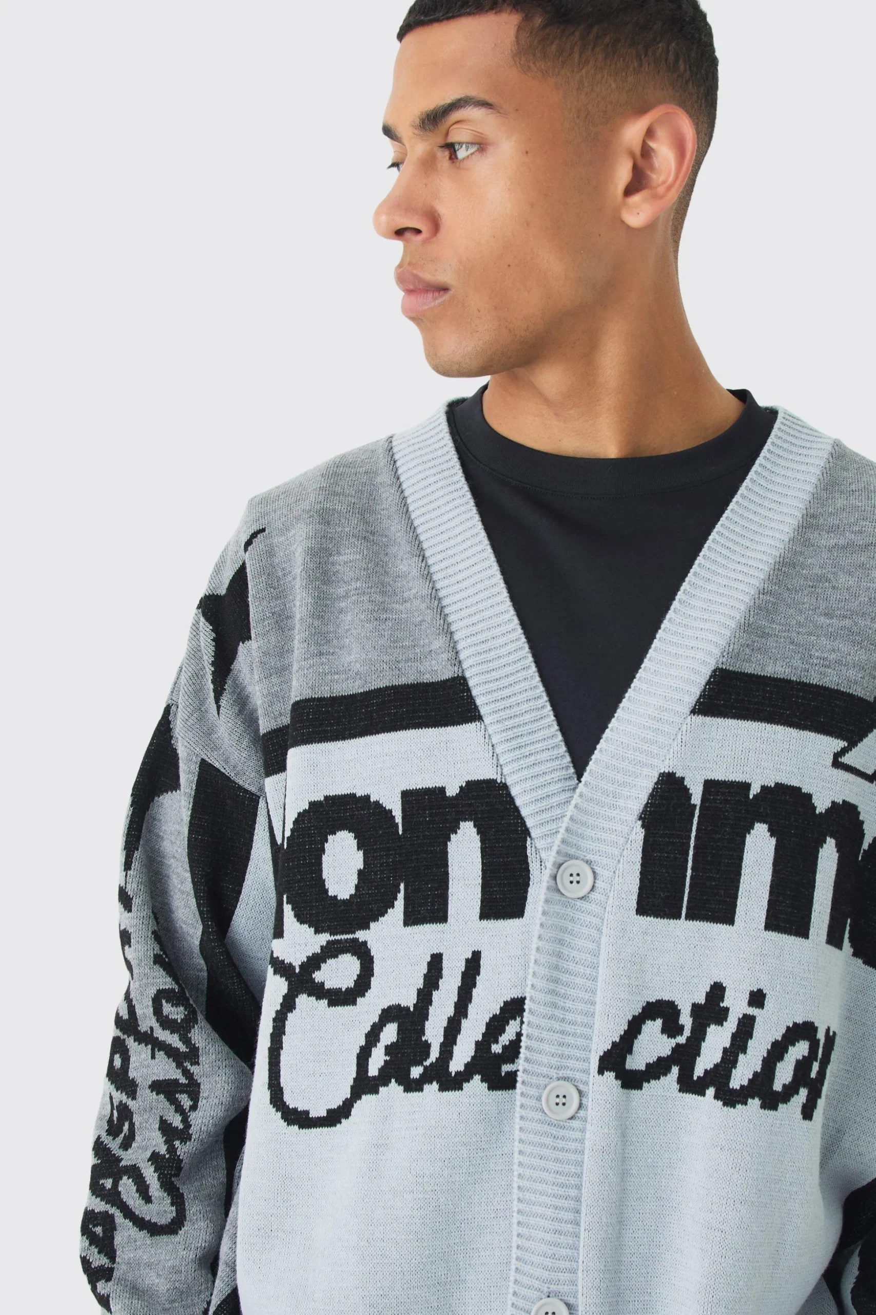 Oversized Boxy Moto Knitted Cardigan | BoohooMAN UK