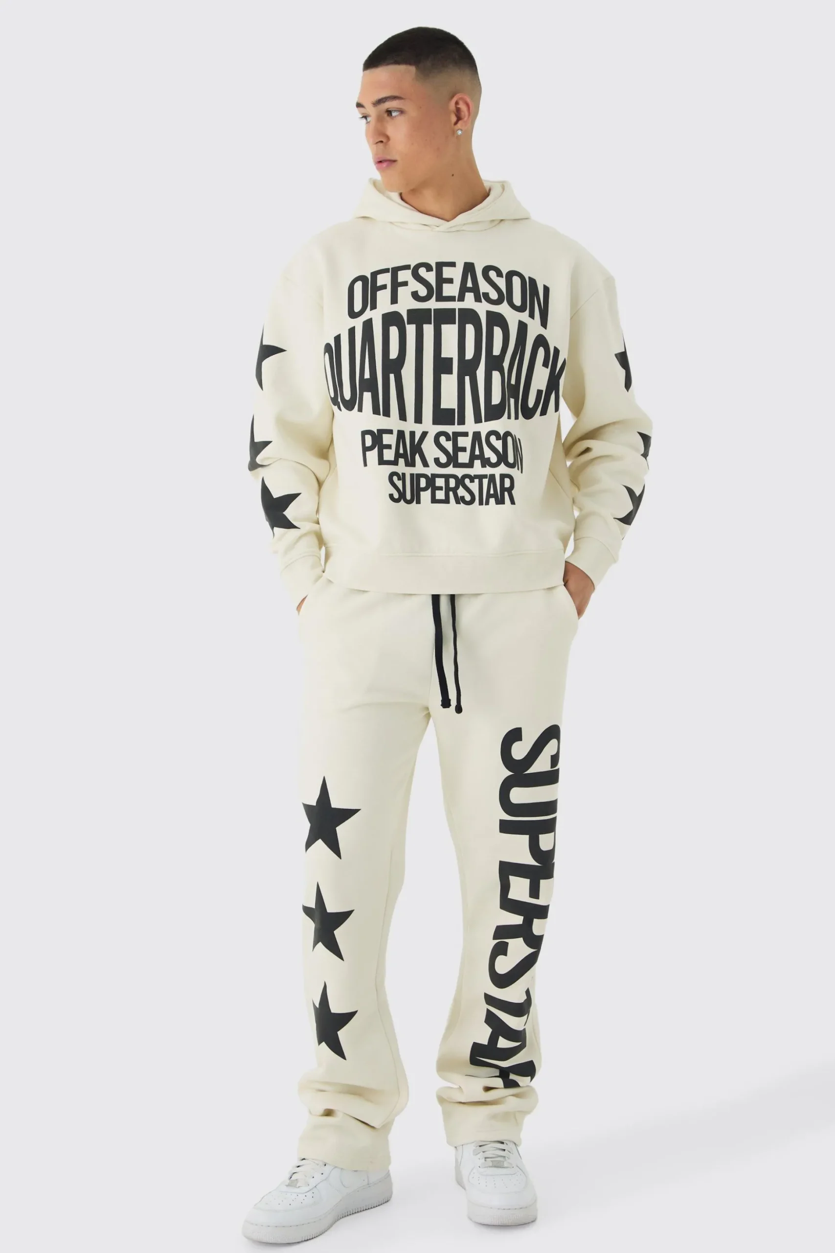 Oversized Boxy Off Season Puff Printed Hooded Tracksuit | BoohooMAN UK