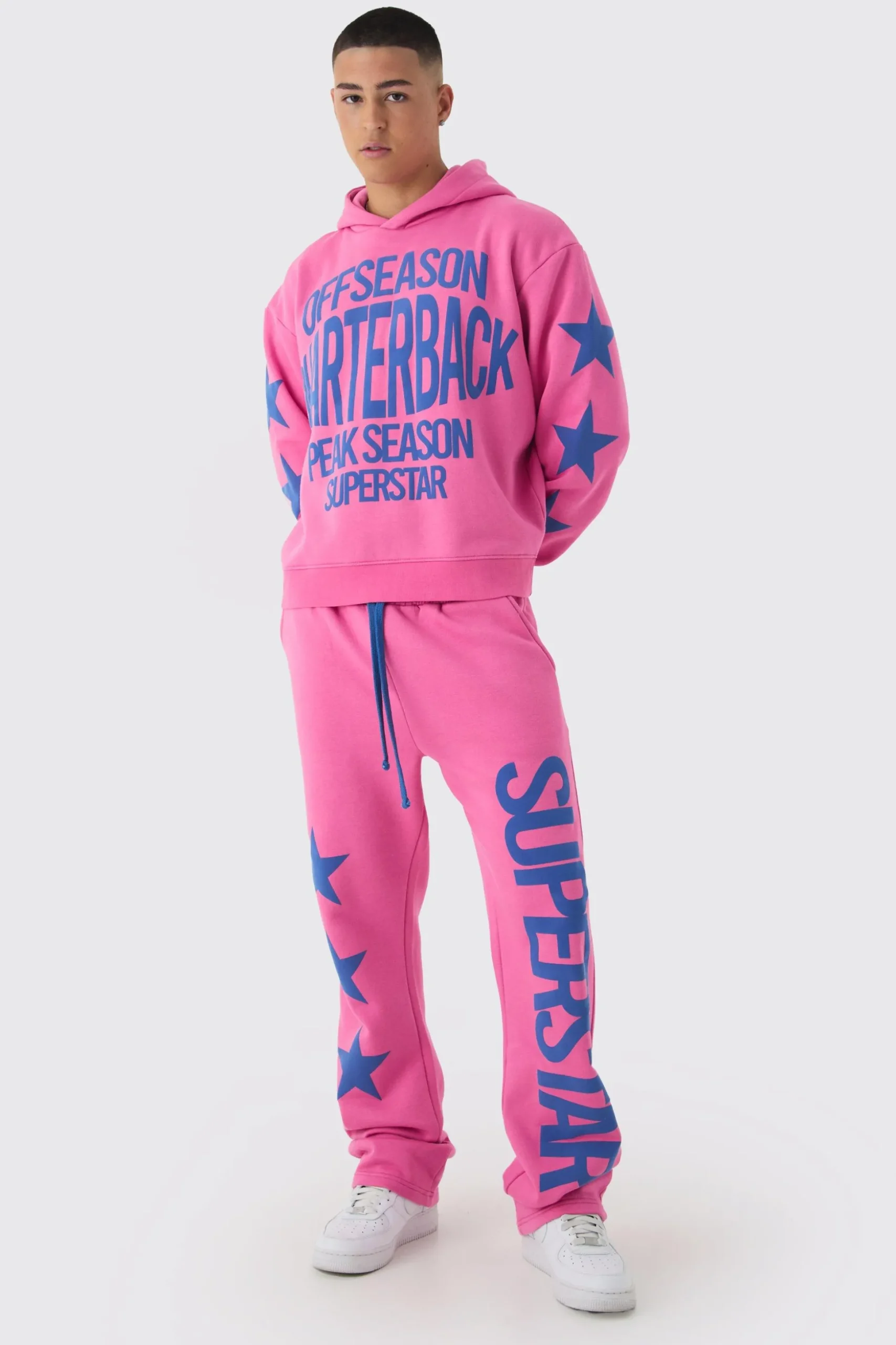Oversized Boxy Off Season Puff Printed Hooded Tracksuit | BoohooMAN UK