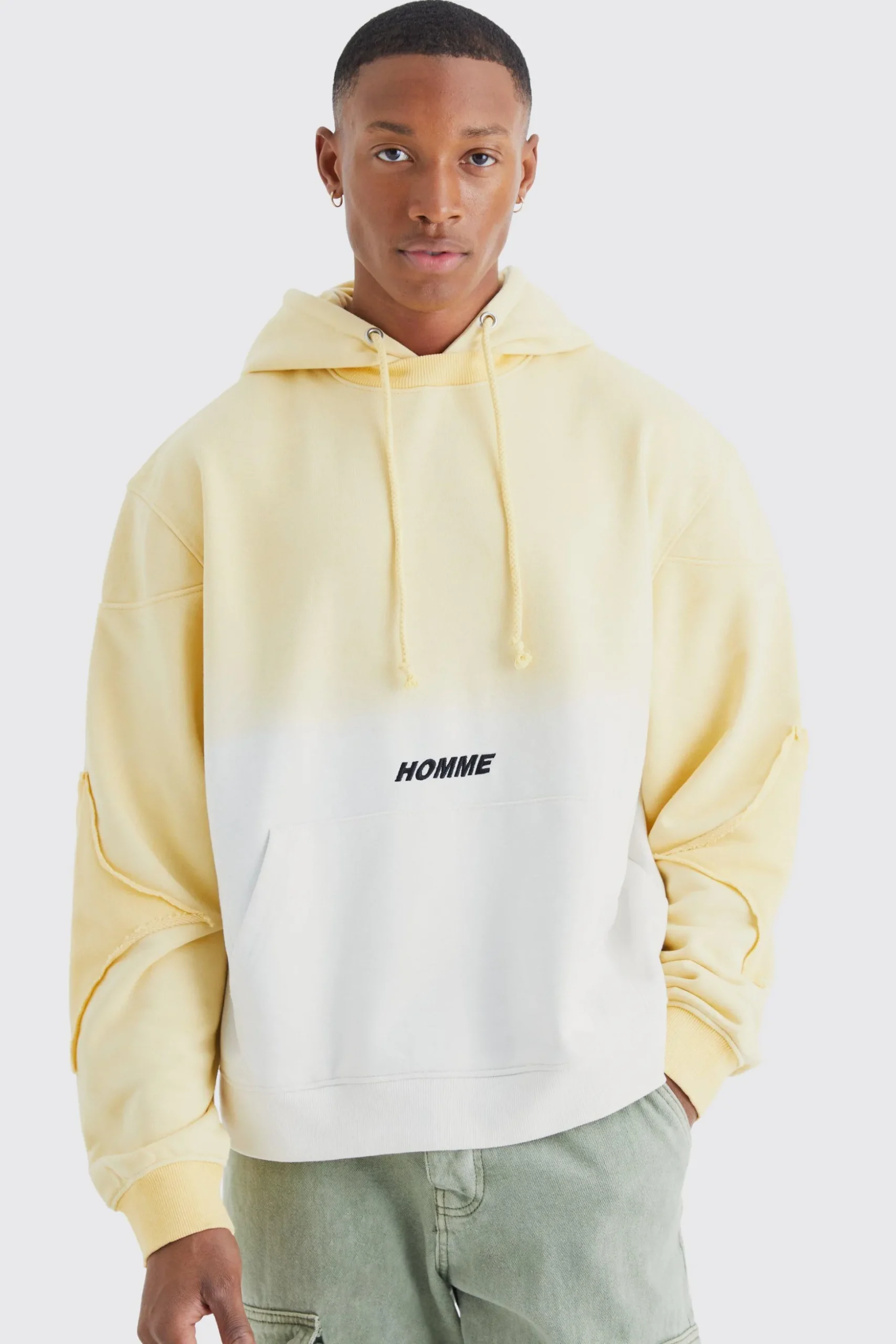 Oversized Boxy Ombre Homme Hoodie | BoohooMAN UK