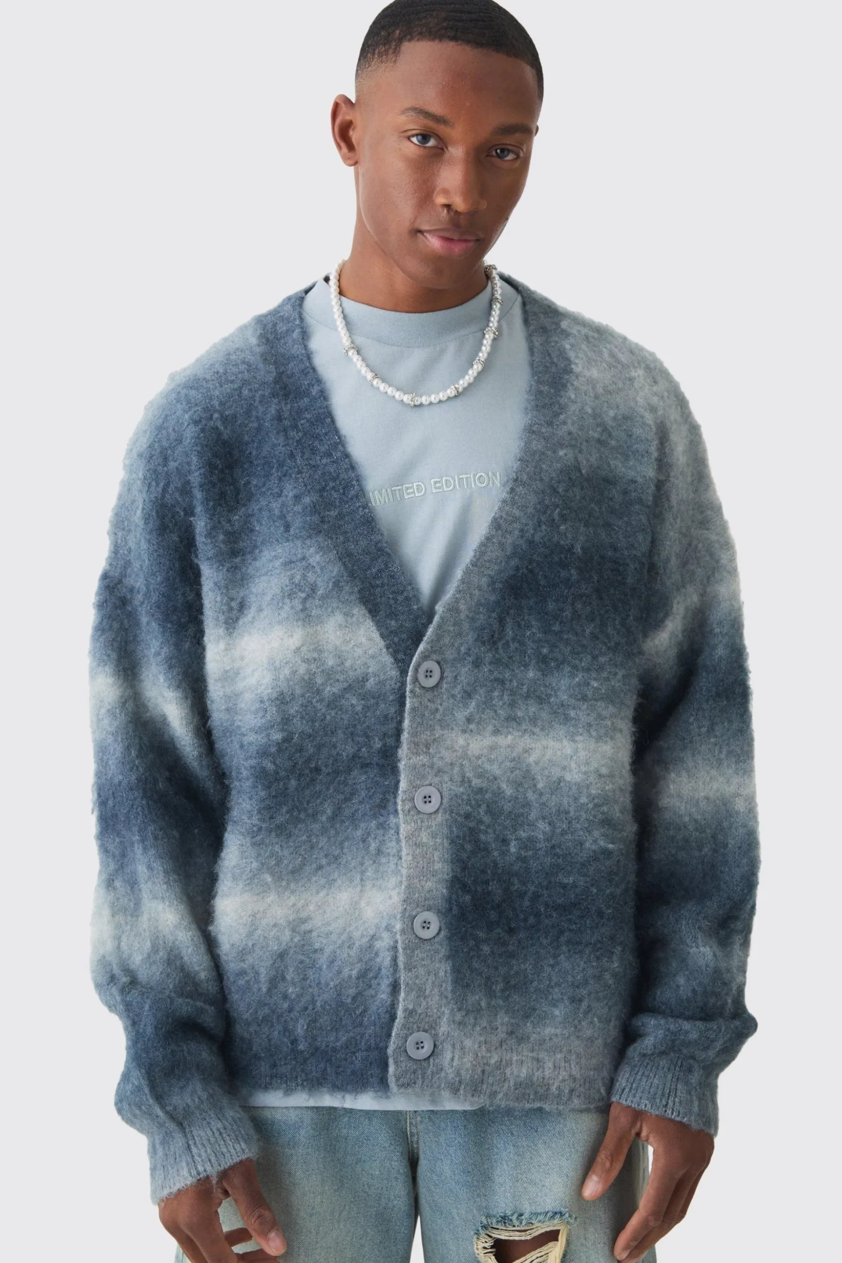 Oversized Boxy Ombre Knitted Cardigan | BoohooMAN UK