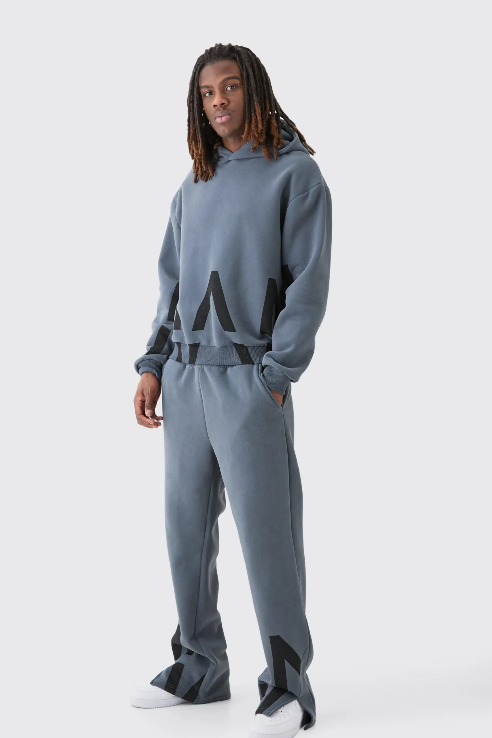 Oversized Boxy Peached Man Dash Split Hem Tracksuit | BoohooMAN UK