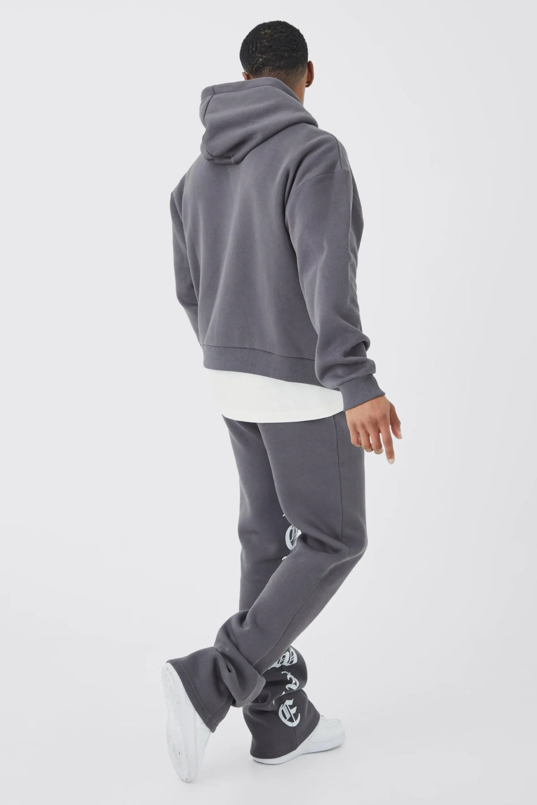 Oversized Boxy Printed Flared Tracksuit | BoohooMAN UK