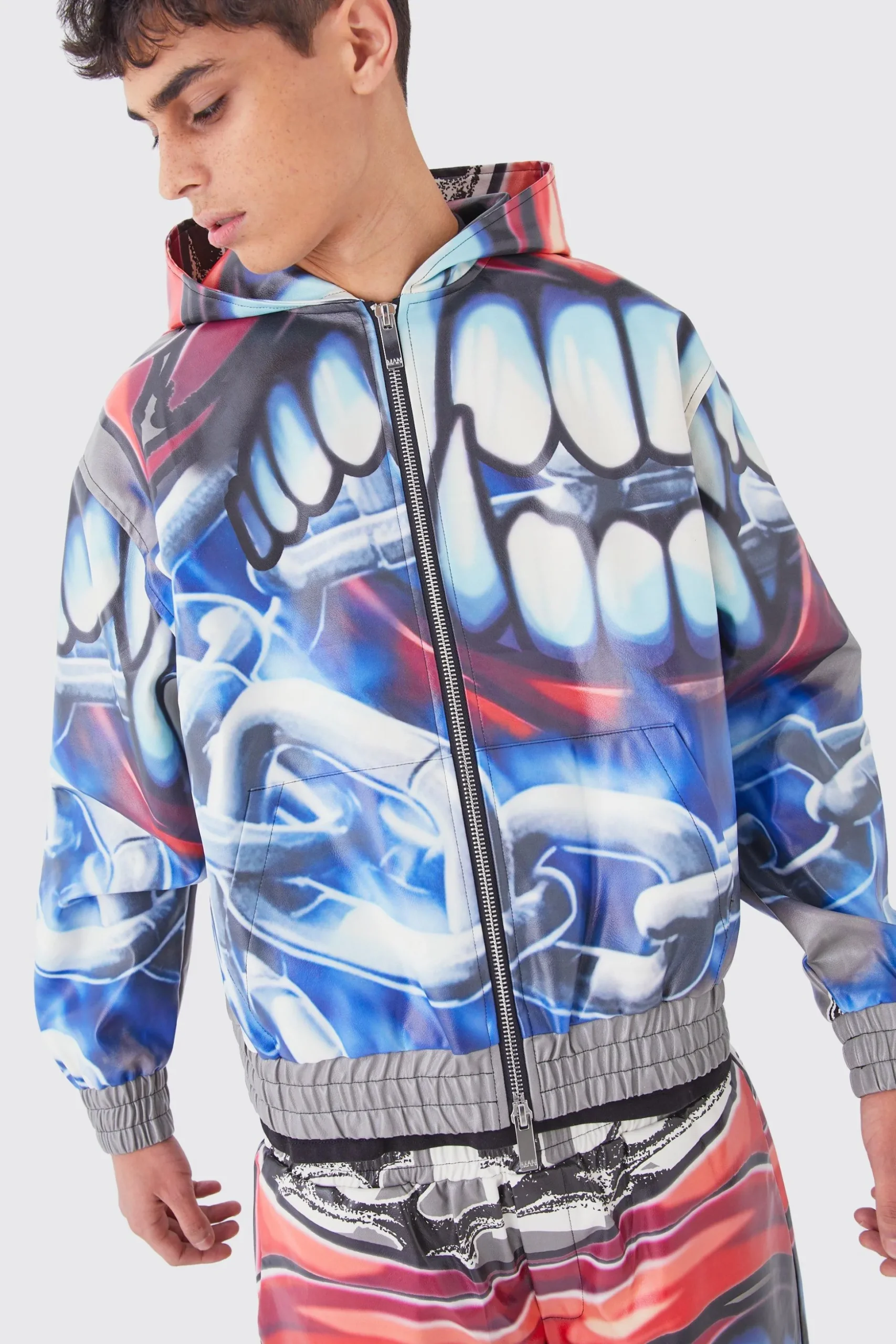 Oversized Boxy Printed Pu Set | BoohooMAN UK