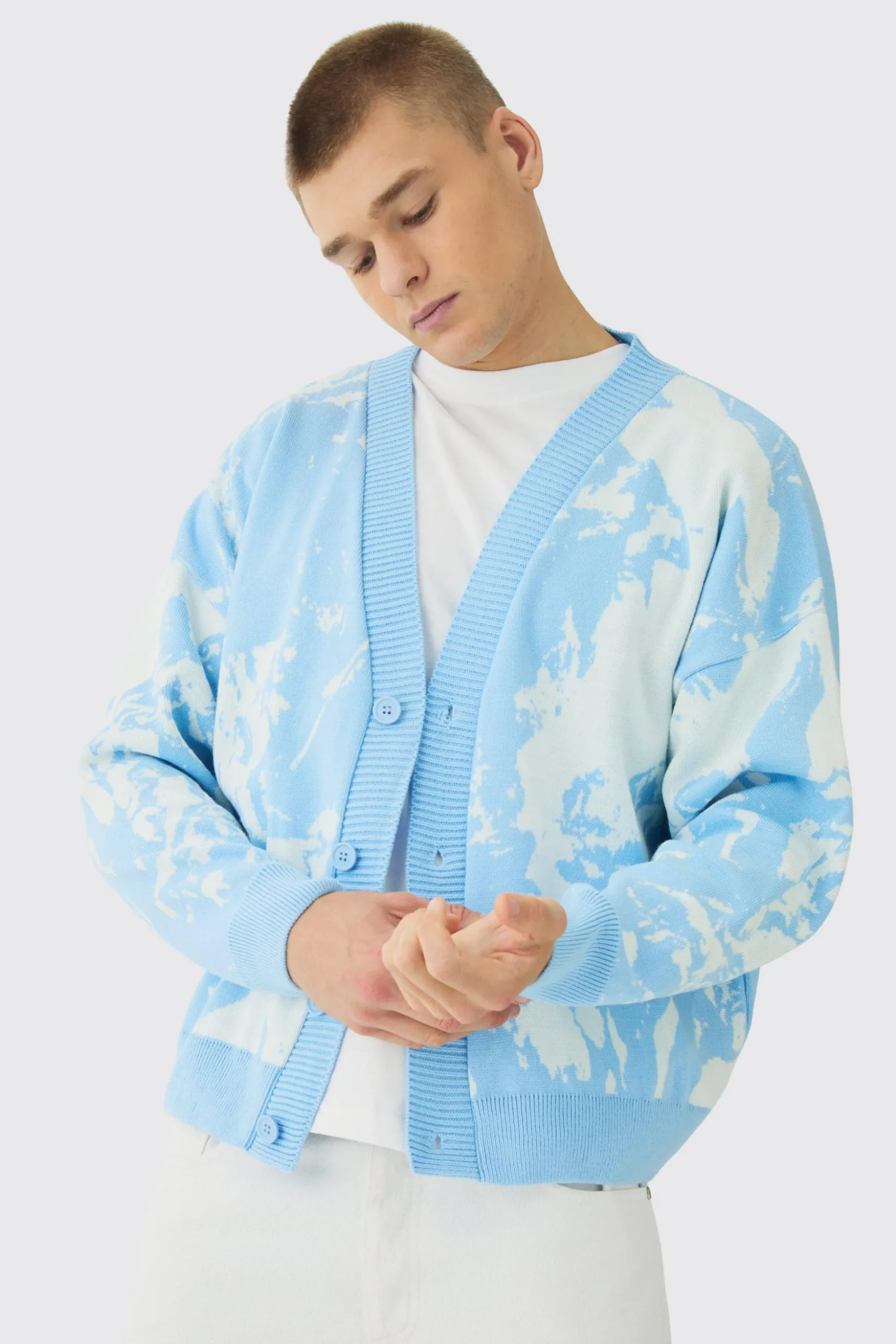 Oversized Boxy Renaissance Graphic Knit Cardigan | BoohooMAN UK
