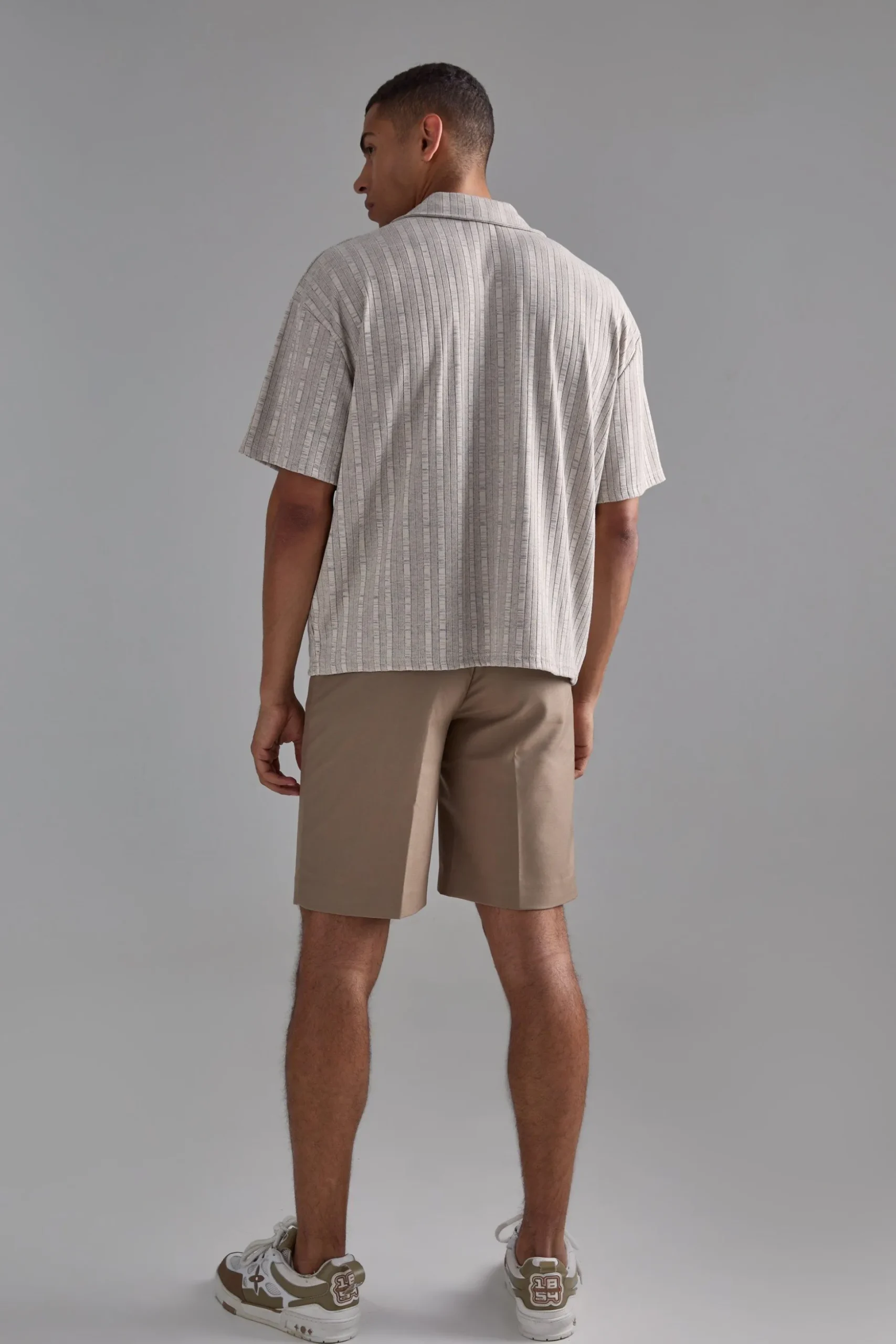 Oversized Boxy Revere Marl Stripe Polo | BoohooMAN UK