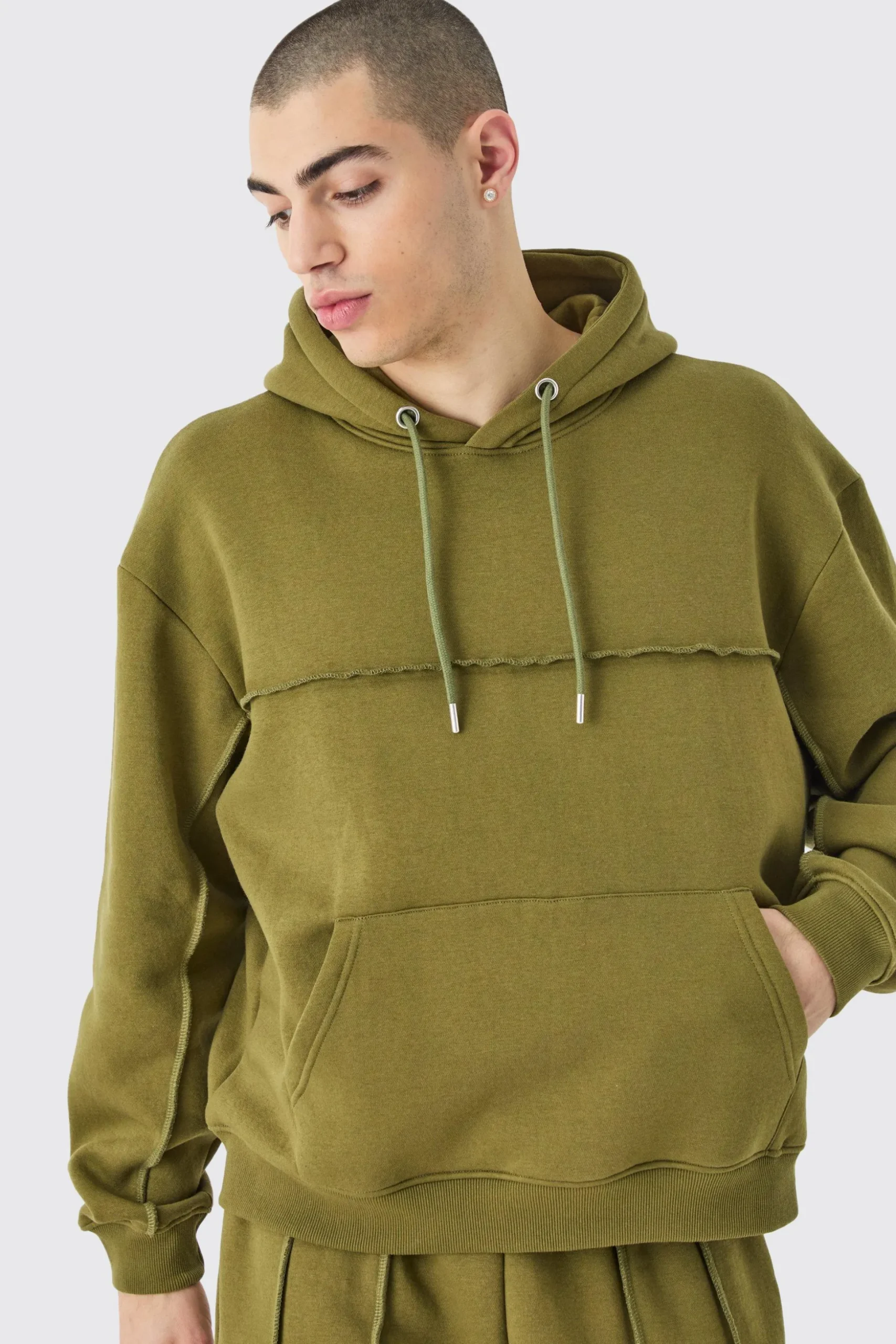 Oversized Boxy Seam Detail Tracksuit | BoohooMAN UK