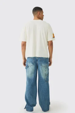 Oversized Boxy Skull Racing Print T-Shirt | BoohooMAN UK