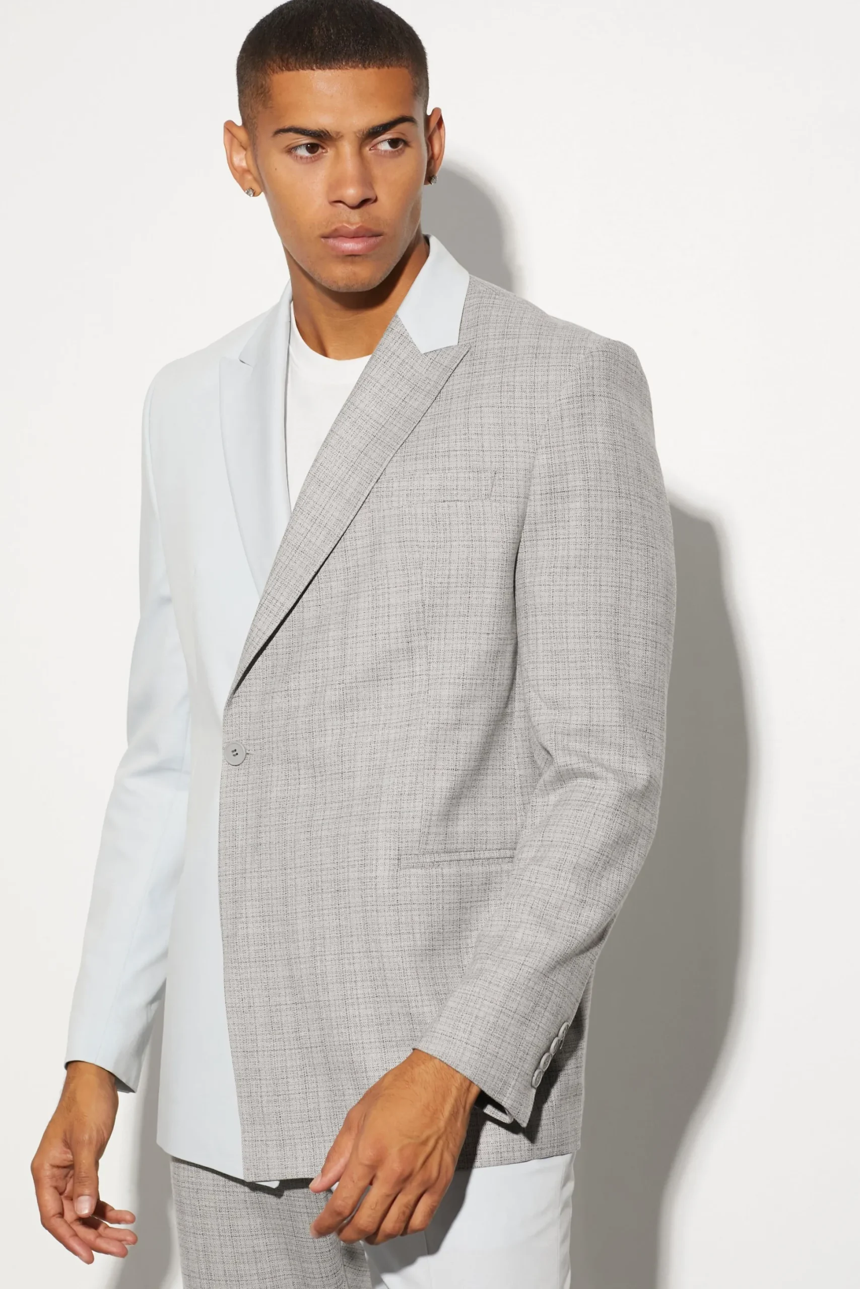 Oversized Boxy Spliced Suit Jacket | BoohooMAN UK