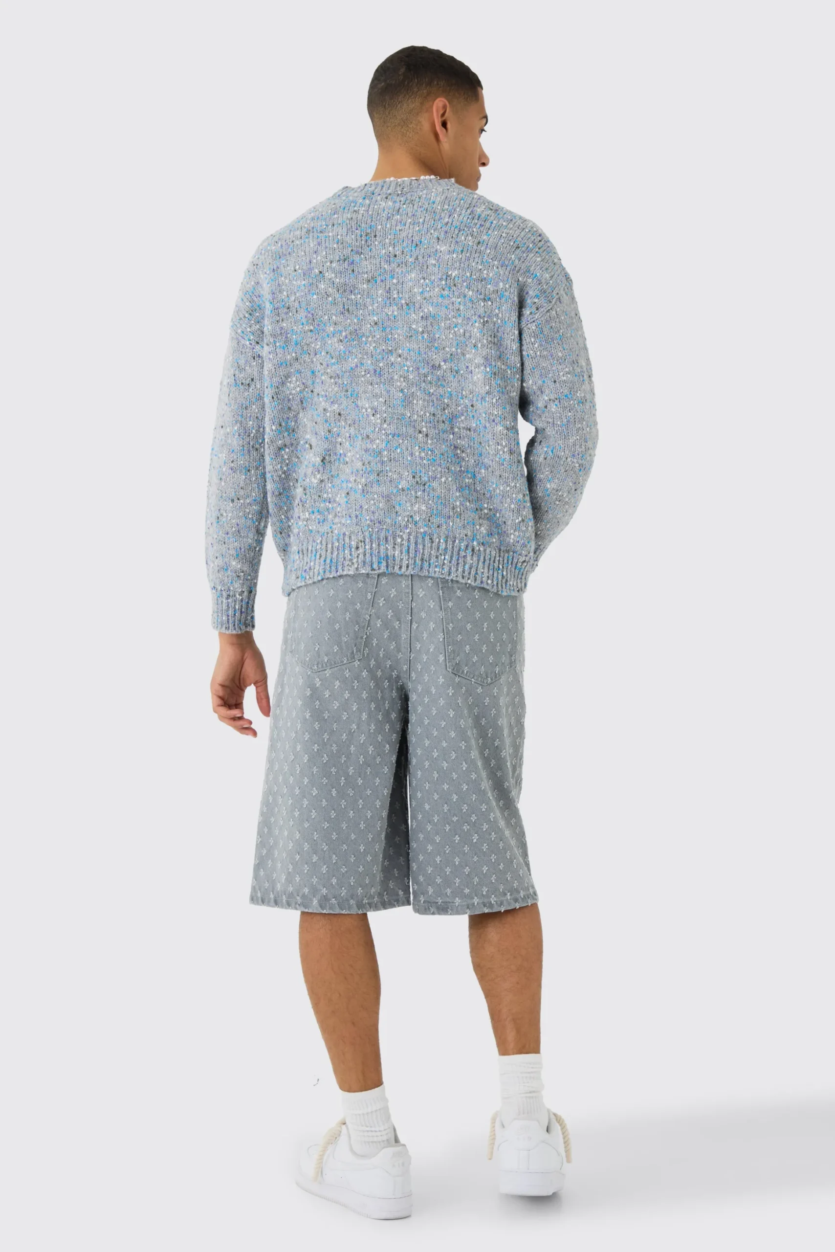 Oversized Boxy Textured Brushed Knitted Jumper | BoohooMAN UK