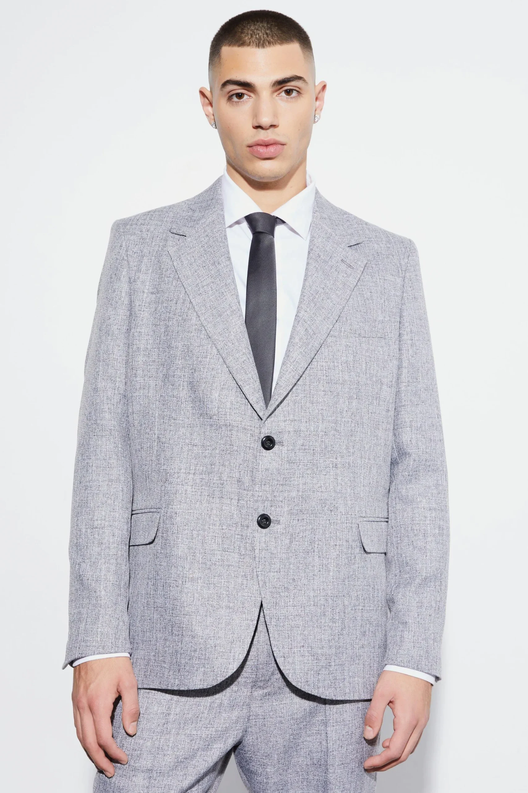 Oversized Boxy Textured Marl Blazer | BoohooMAN UK