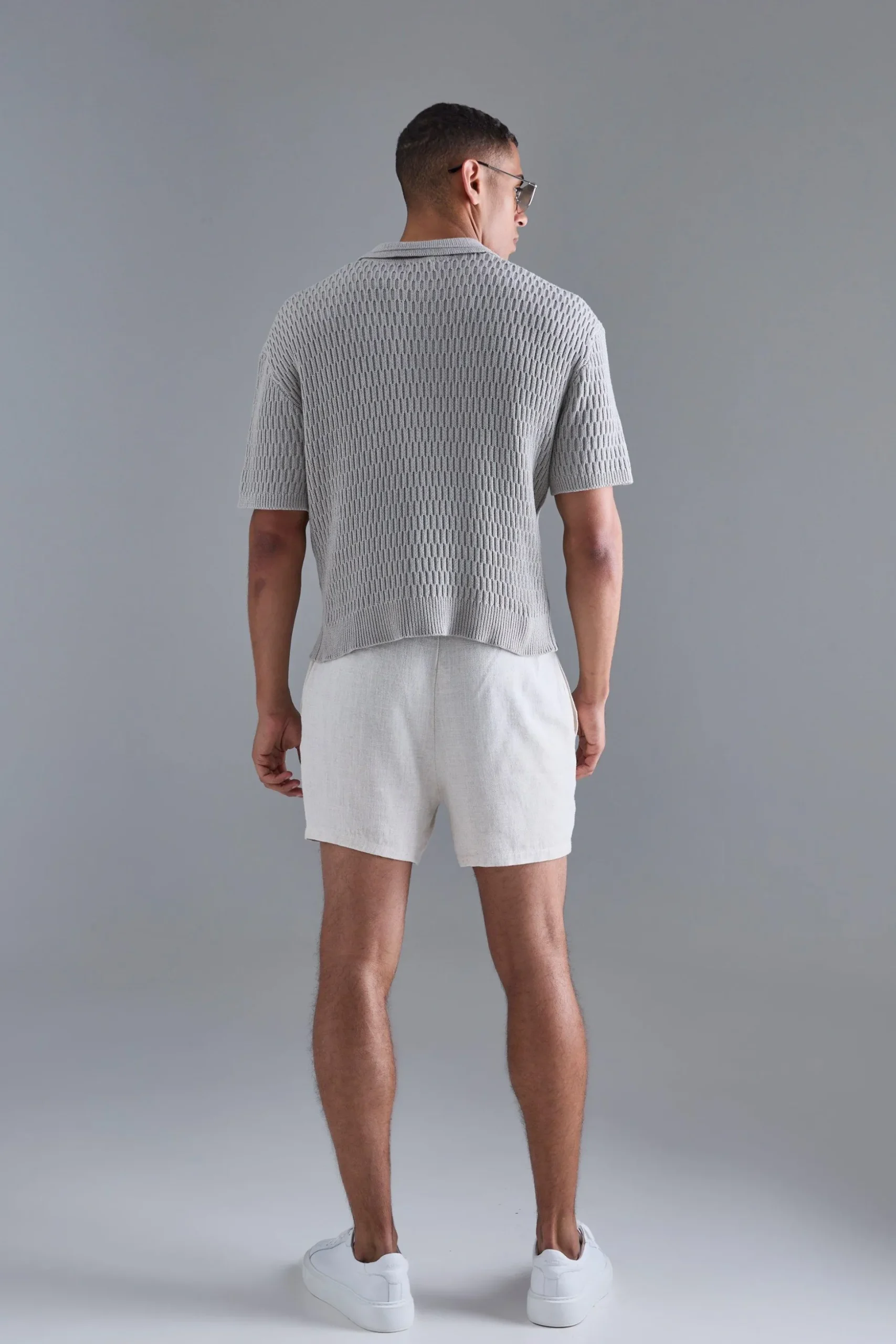 Oversized Boxy Textured Open Stitch Polo | BoohooMAN UK