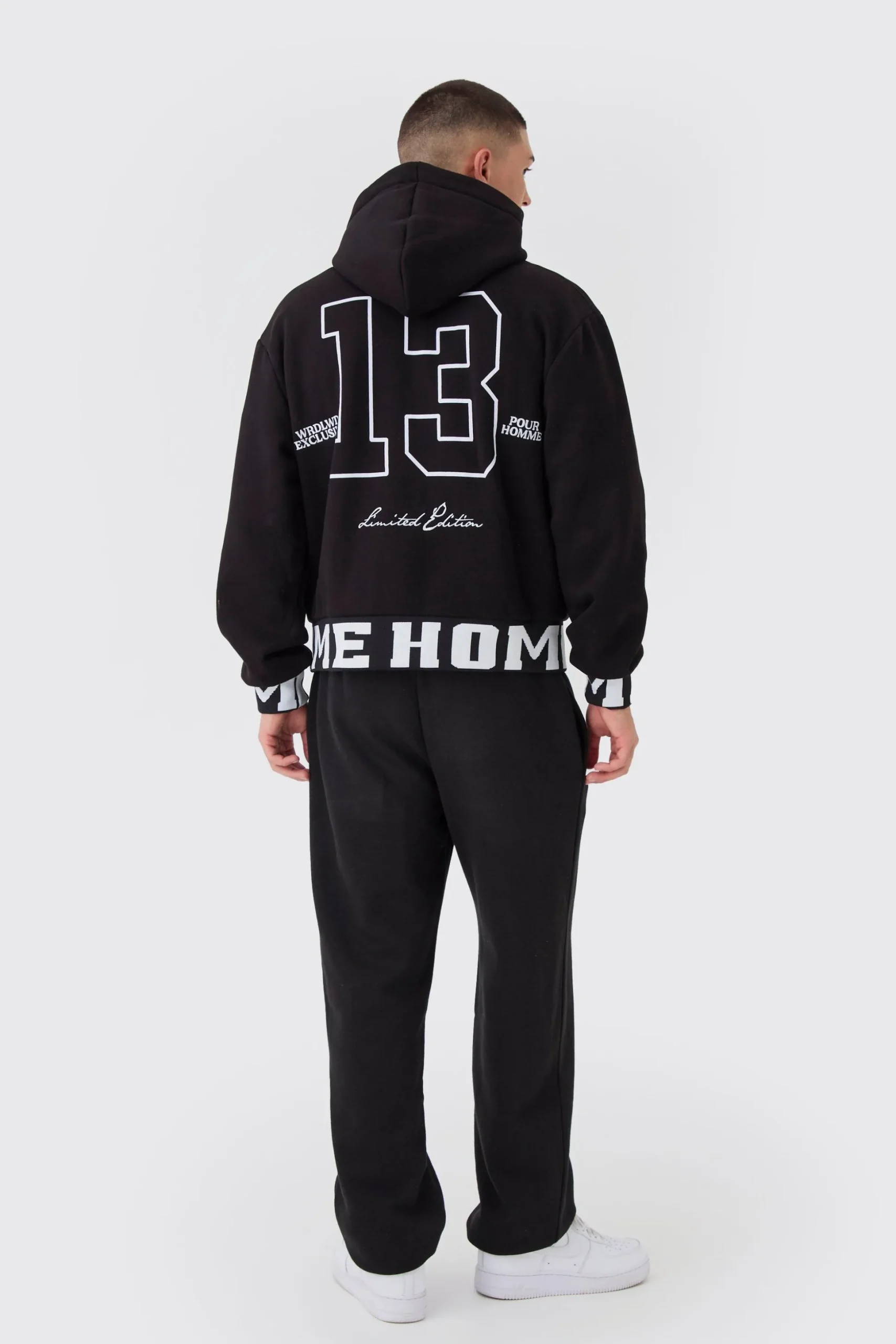 Oversized Boxy Varsity Printed Zip Through Hoodie | BoohooMAN UK