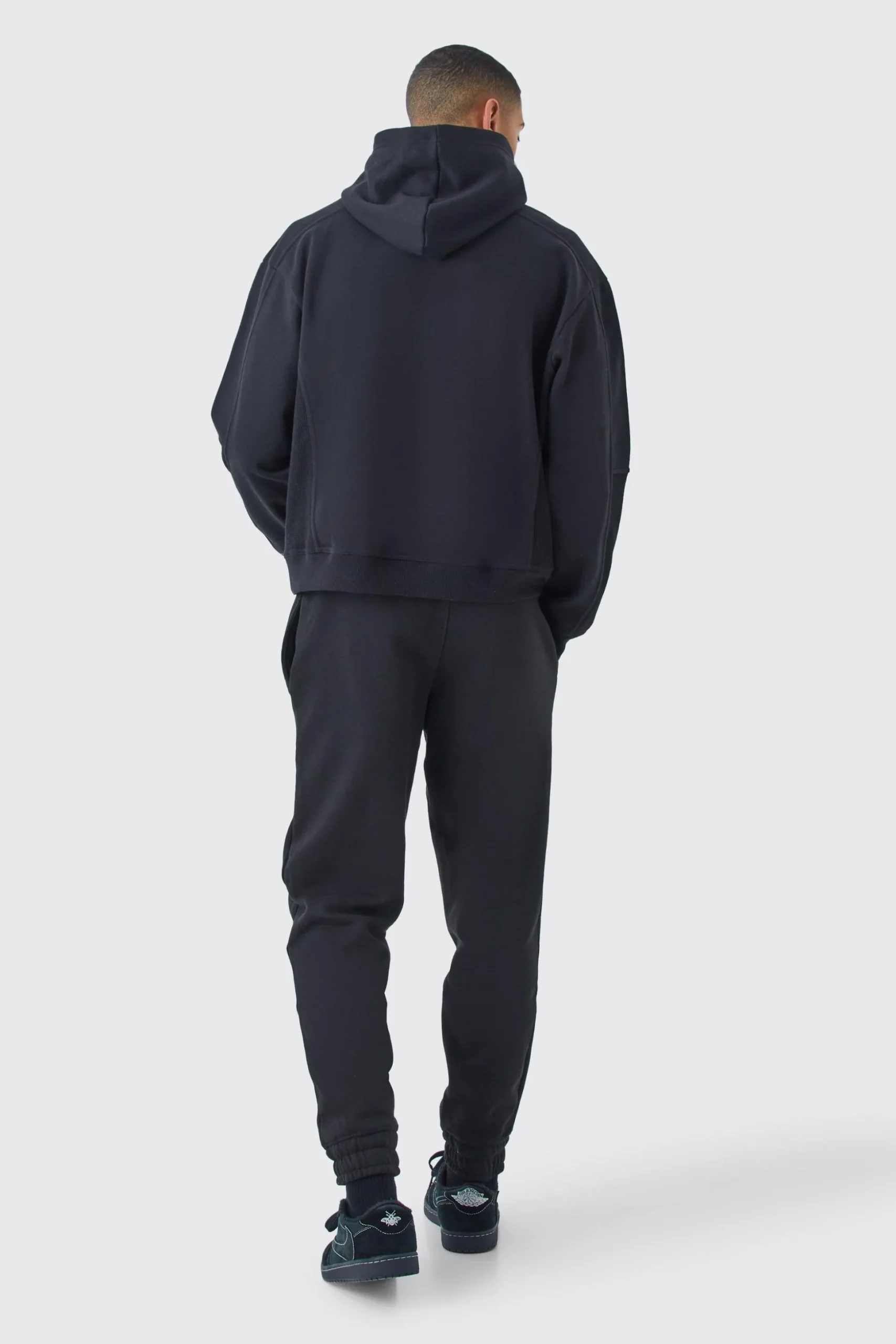 Oversized Boxy Waffle Panel Hoodie | BoohooMAN UK
