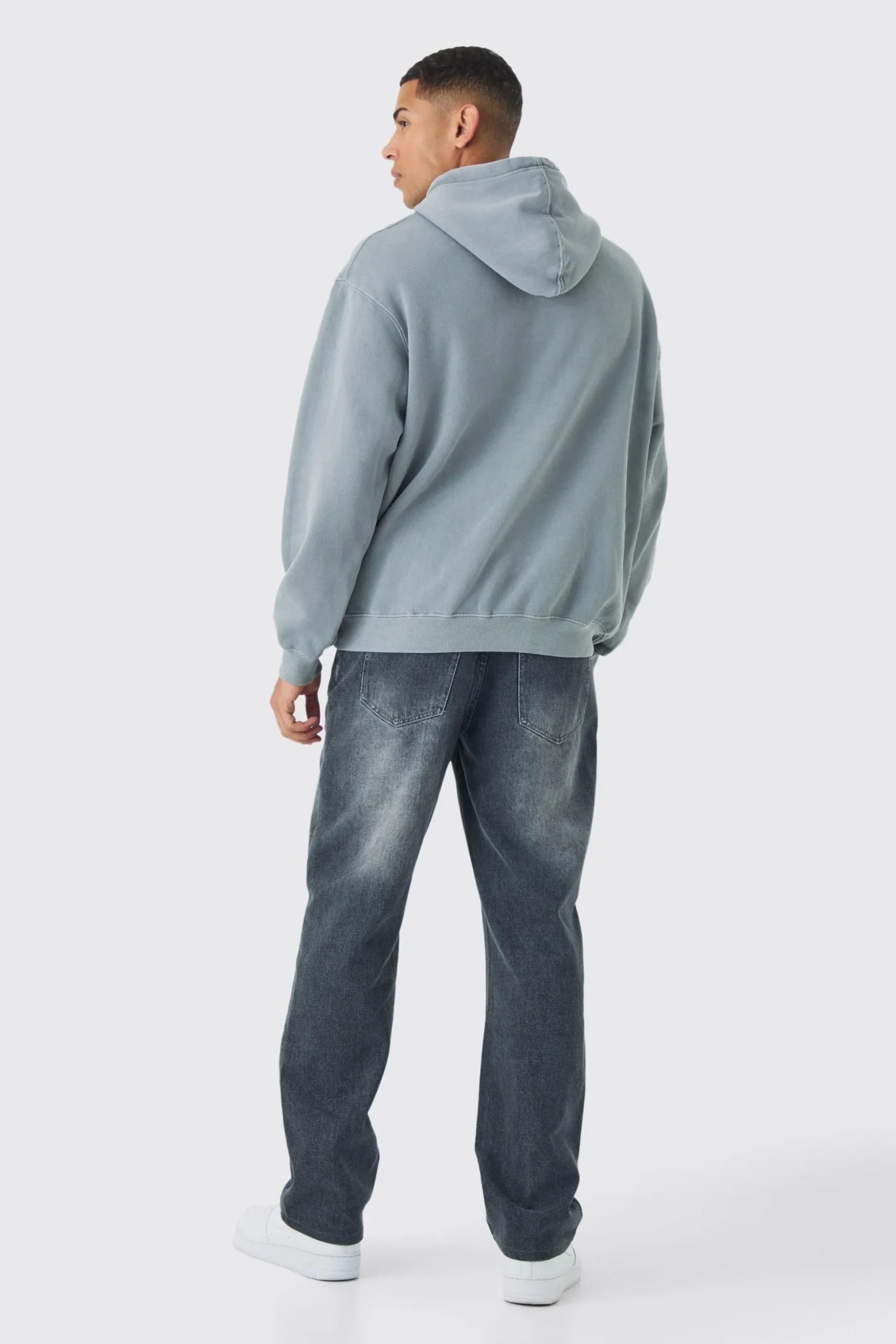 Oversized Boxy Washed Highbuild Blanc Print Hoodie | BoohooMAN UK