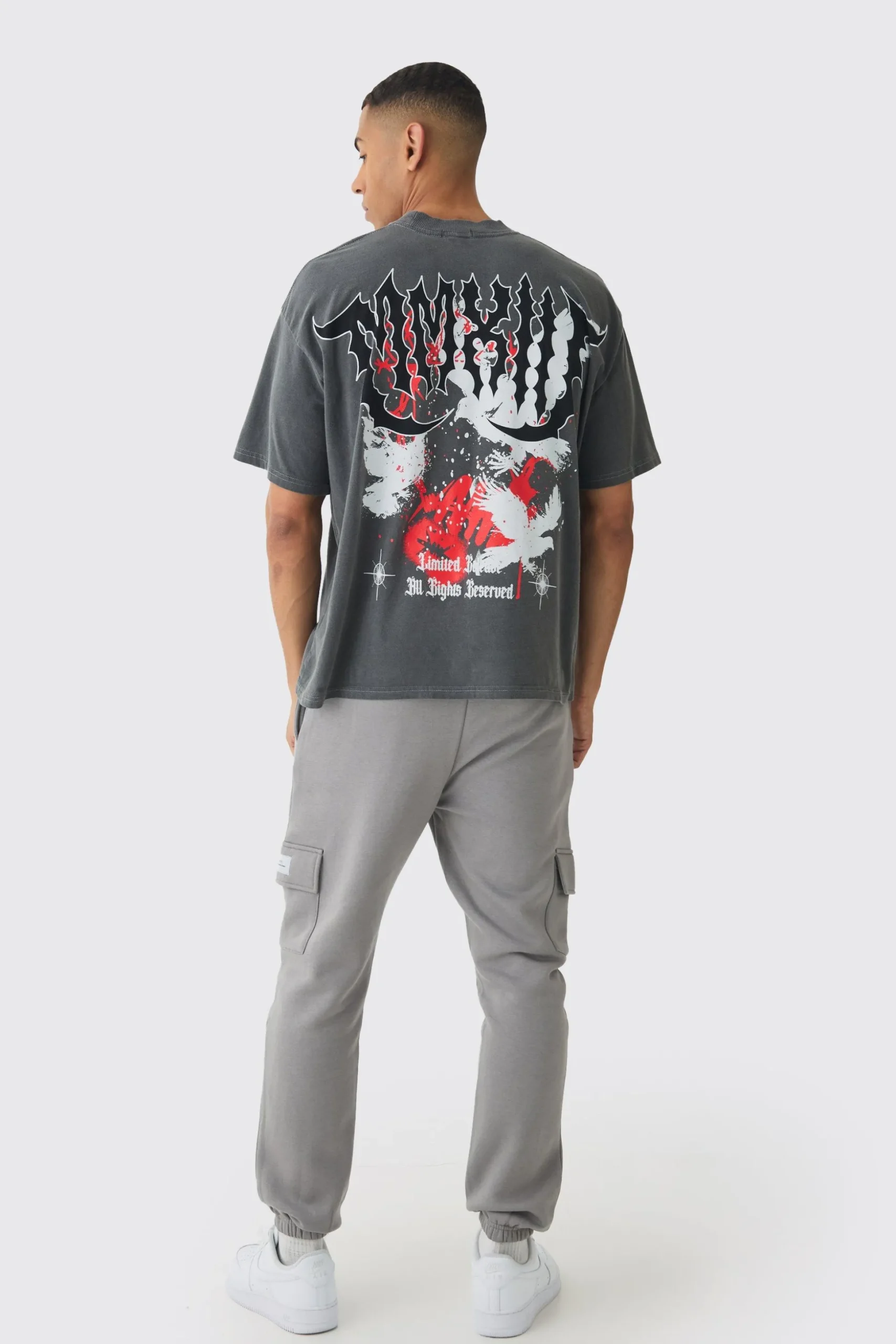 Oversized Boxy Washed Large Scale Renaissance Back Print T-Shirt | BoohooMAN UK