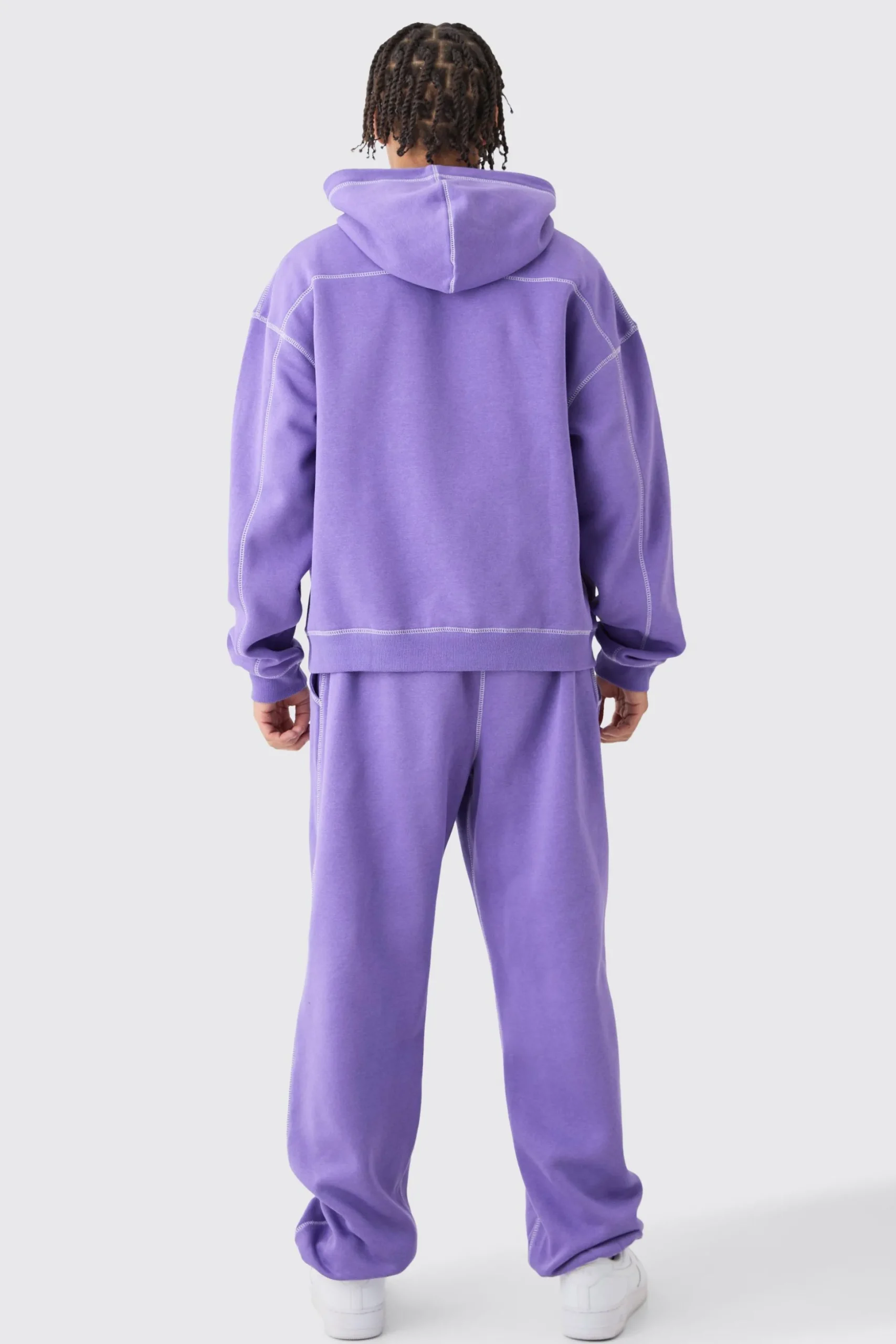 Oversized Boxy Worldwide Contrast Stitch Hooded Tracksuit | BoohooMAN UK