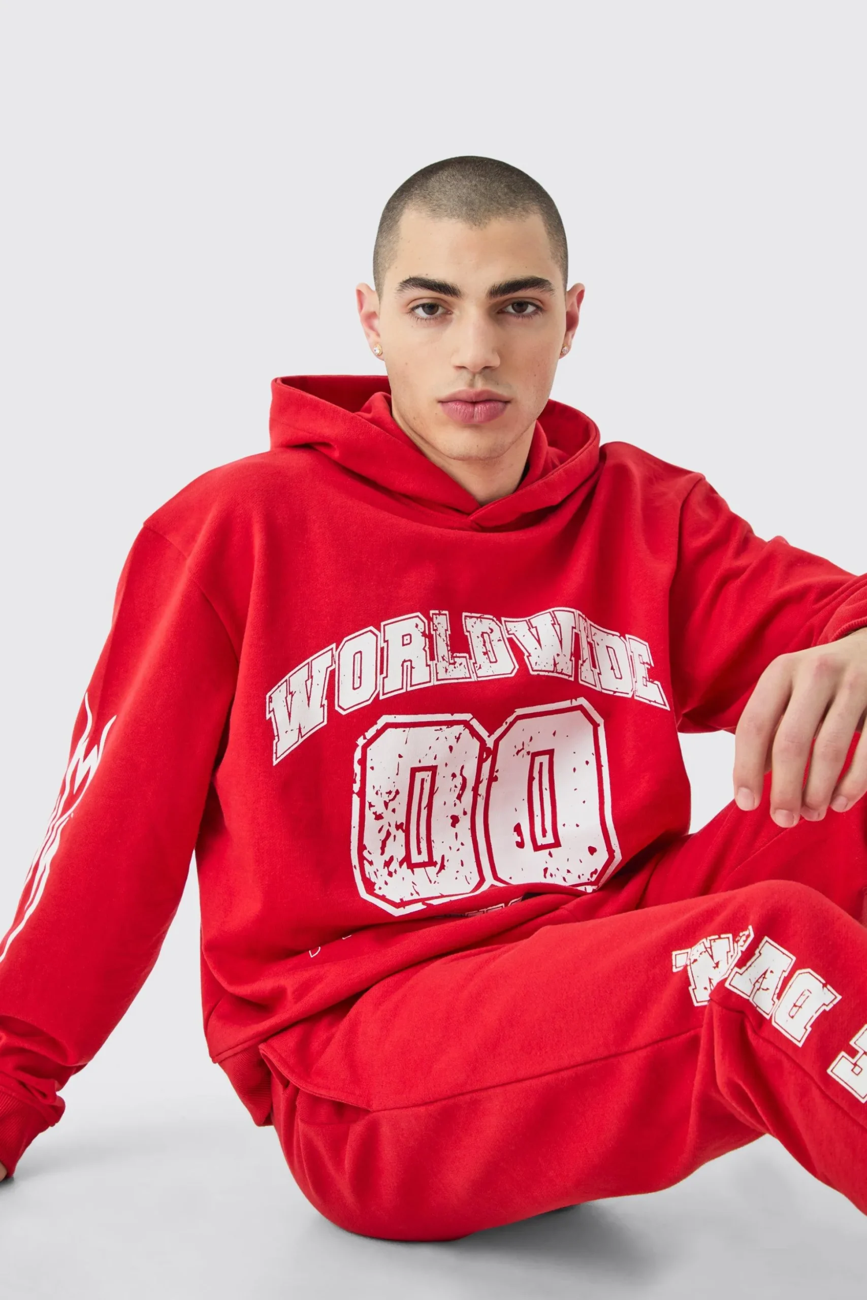 Oversized Boxy Worldwide Varsity Hooded Tracksuit | BoohooMAN UK