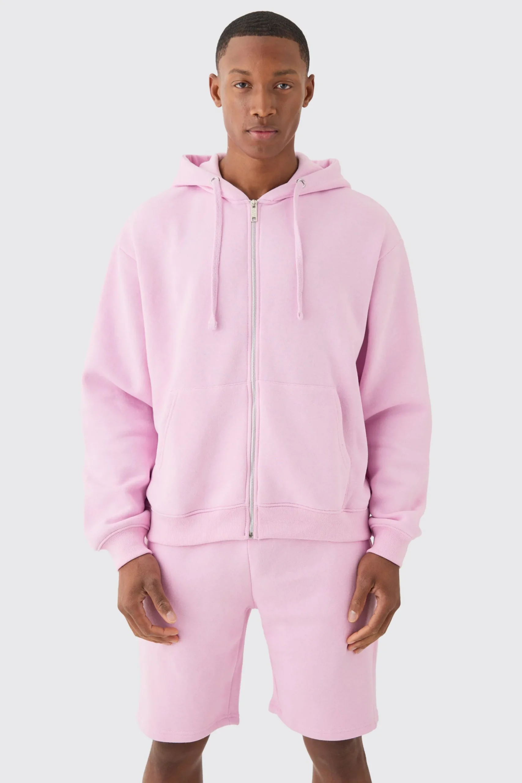Oversized Boxy Zip Through Side Panel Short Tracksuit | BoohooMAN UK