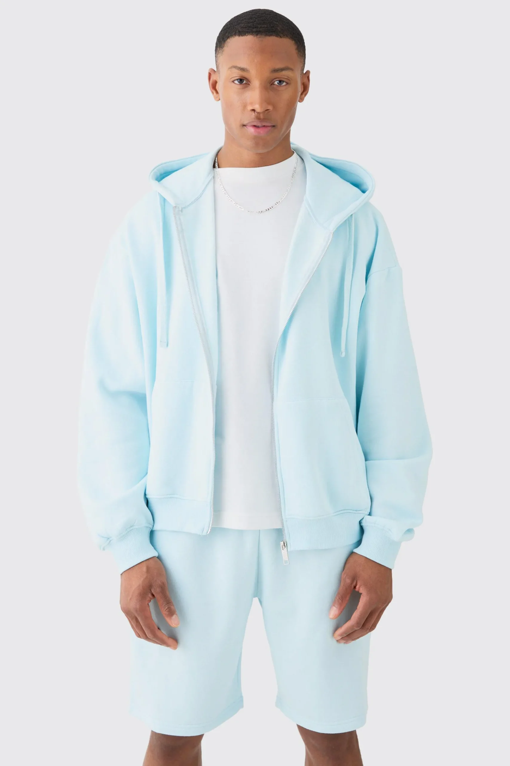 Oversized Boxy Zip Through Carpenter Short Tracksuit | BoohooMAN UK