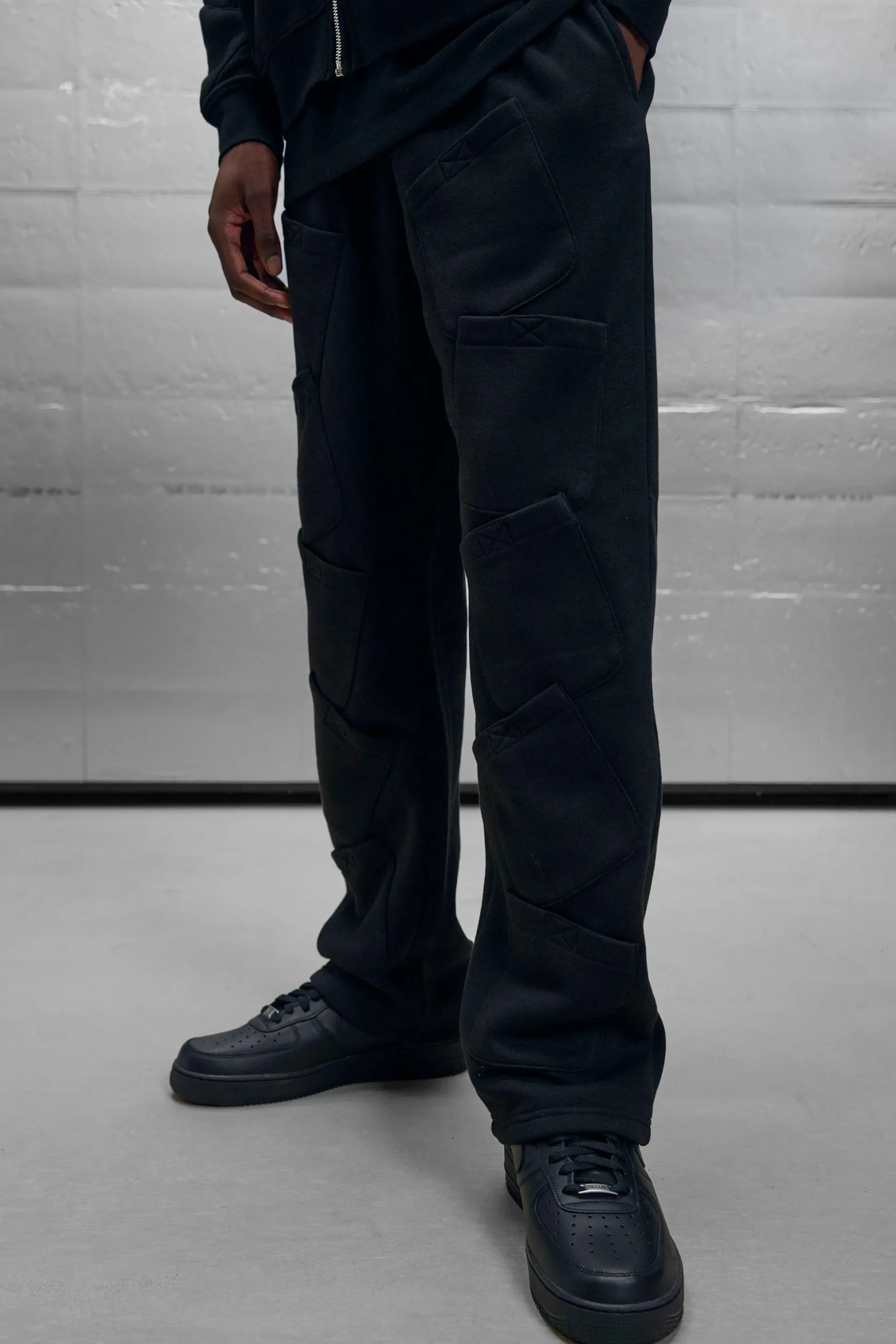 Oversized Boxy Zip Through Pocket Detail Hooded Tracksuit | BoohooMAN UK