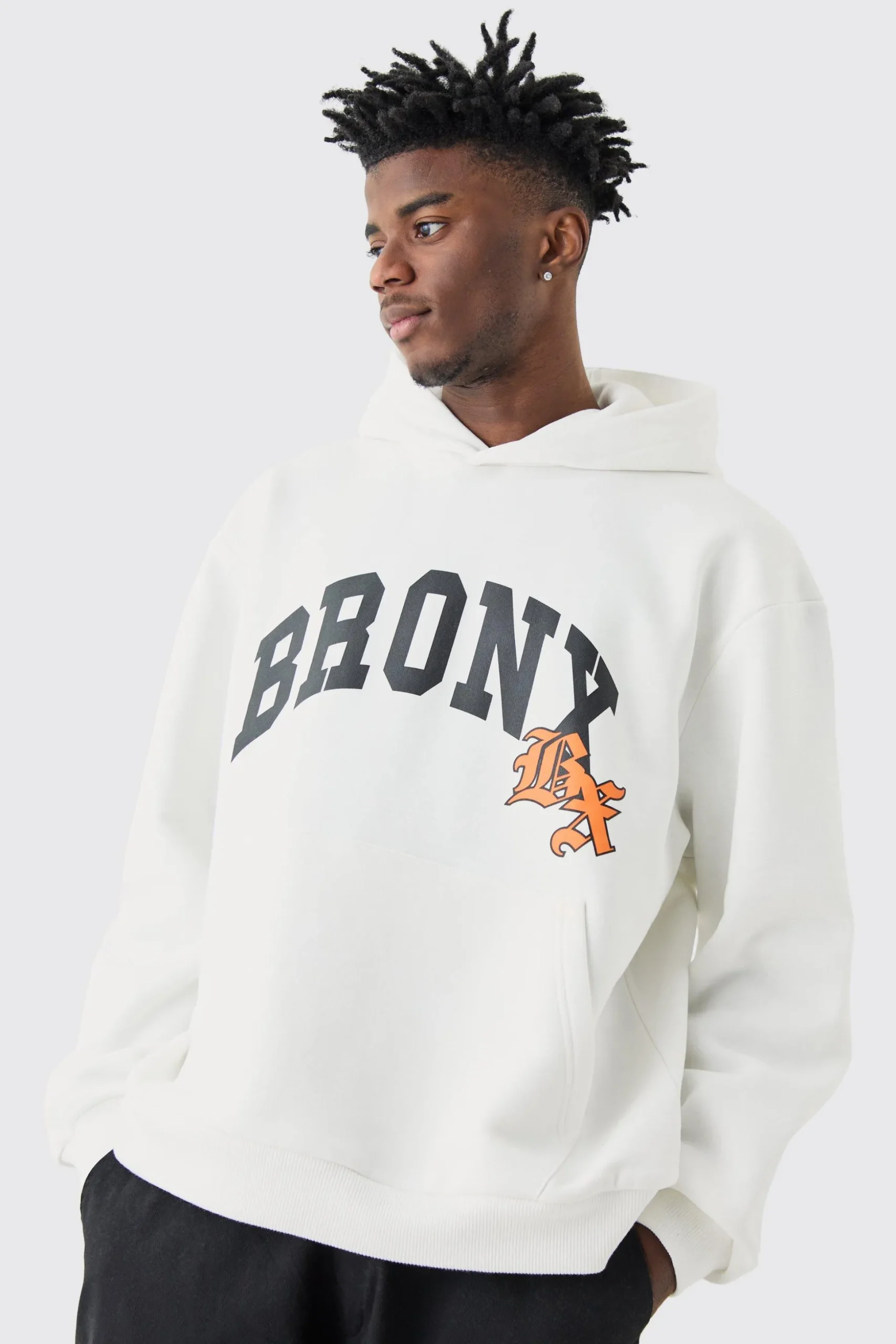 Oversized Bronx Varsity Hoodie | BoohooMAN UK