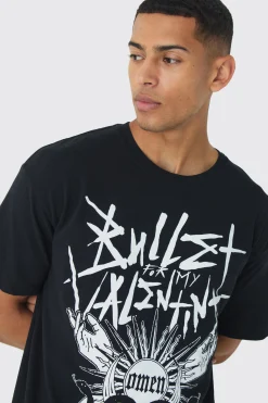 Oversized Bullet For My Valentine License Print T-Shirt | BoohooMAN UK