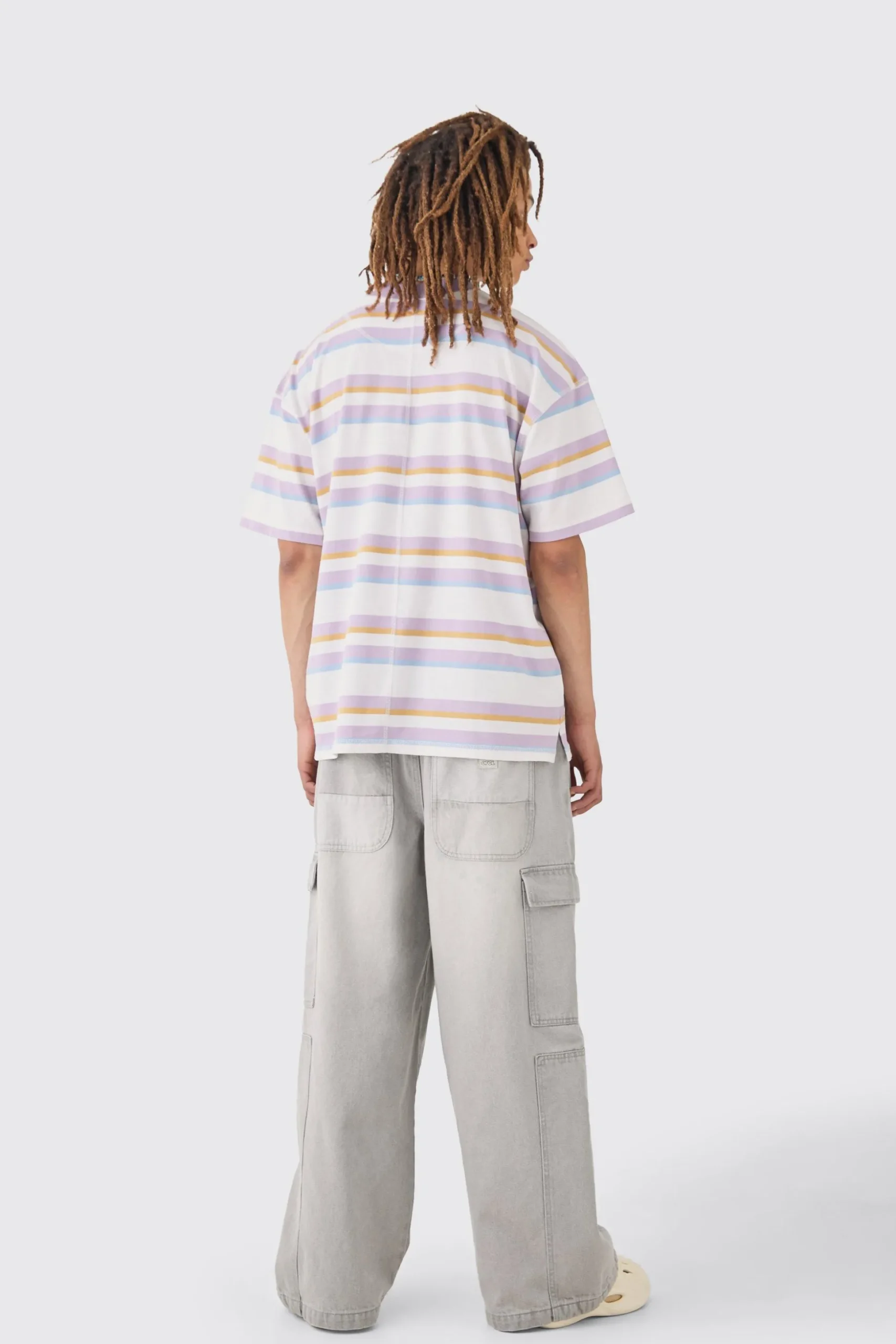 Oversized Carded Heavy Striped OFCL T-shirt | BoohooMAN UK