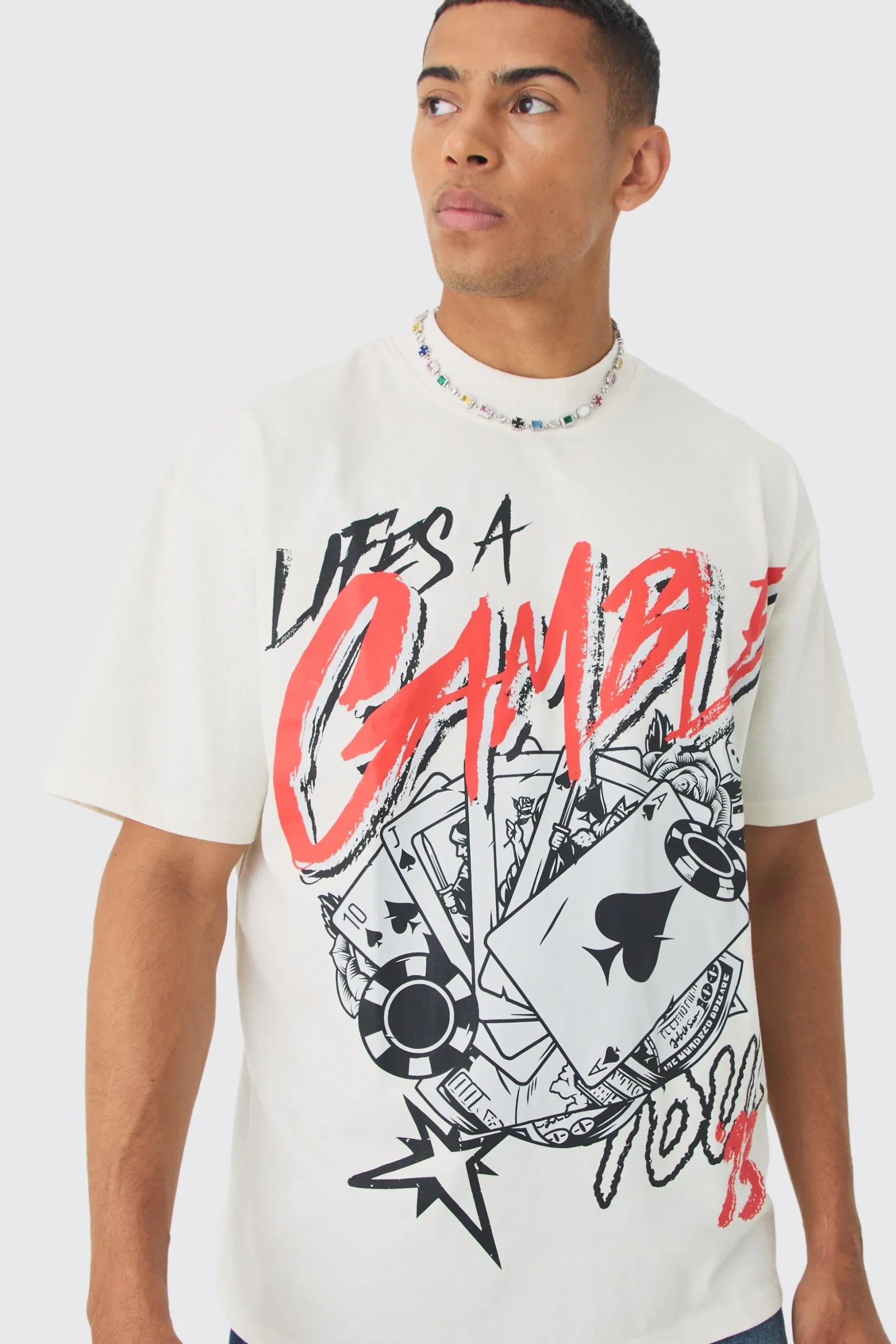 Oversized Casino Graphic T-shirt | BoohooMAN UK