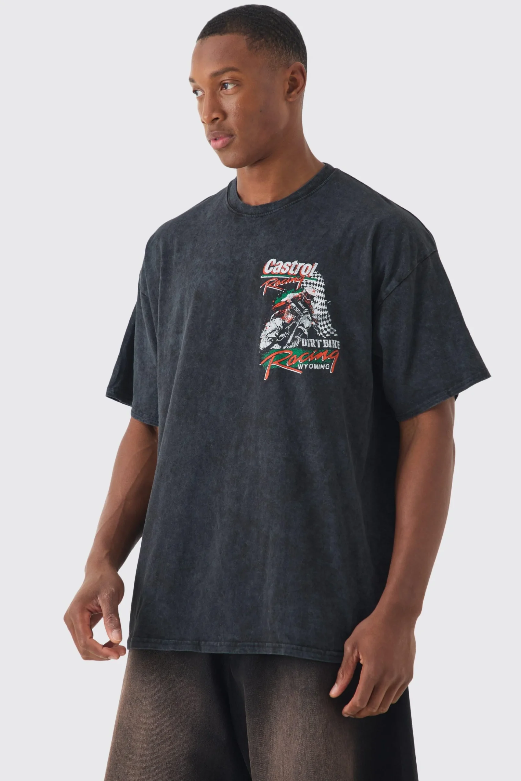 Oversized Castrol Racing Wash License T-shirt | BoohooMAN UK
