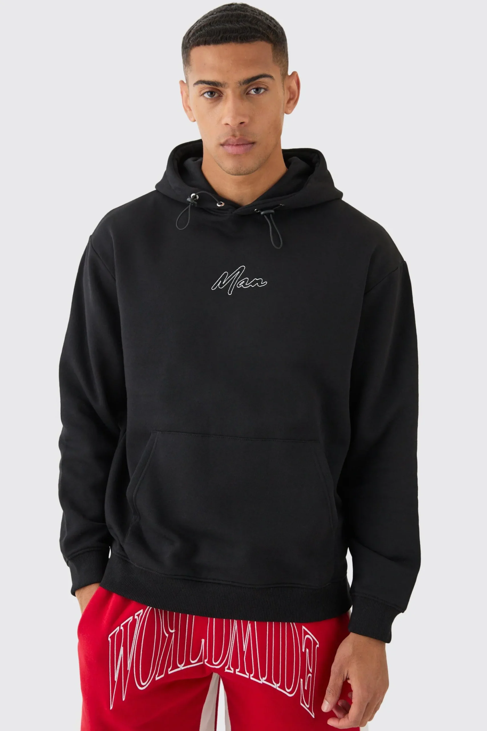 Oversized Chain Stitch Man Embroidered Hoodie | BoohooMAN UK