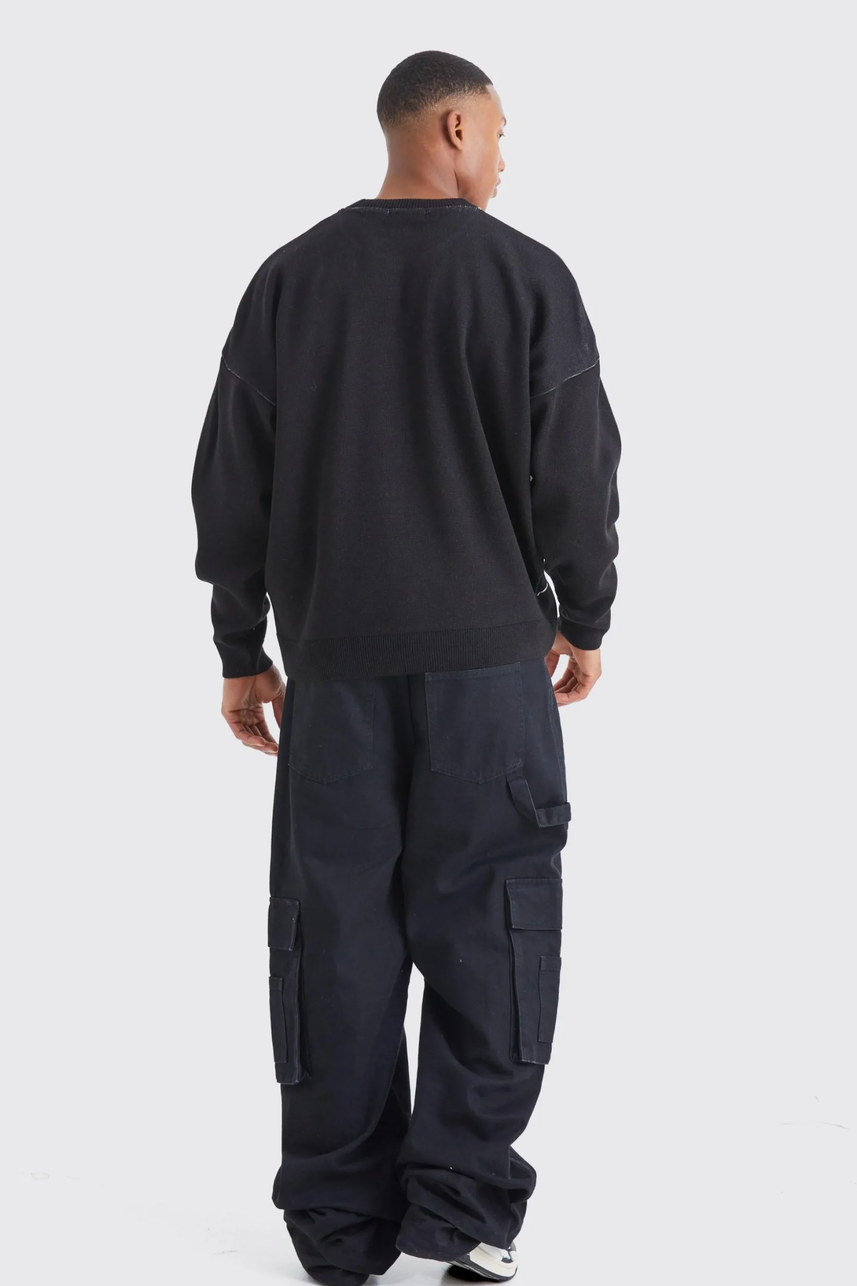 Oversized City Scene Knitted Jumper | BoohooMAN UK