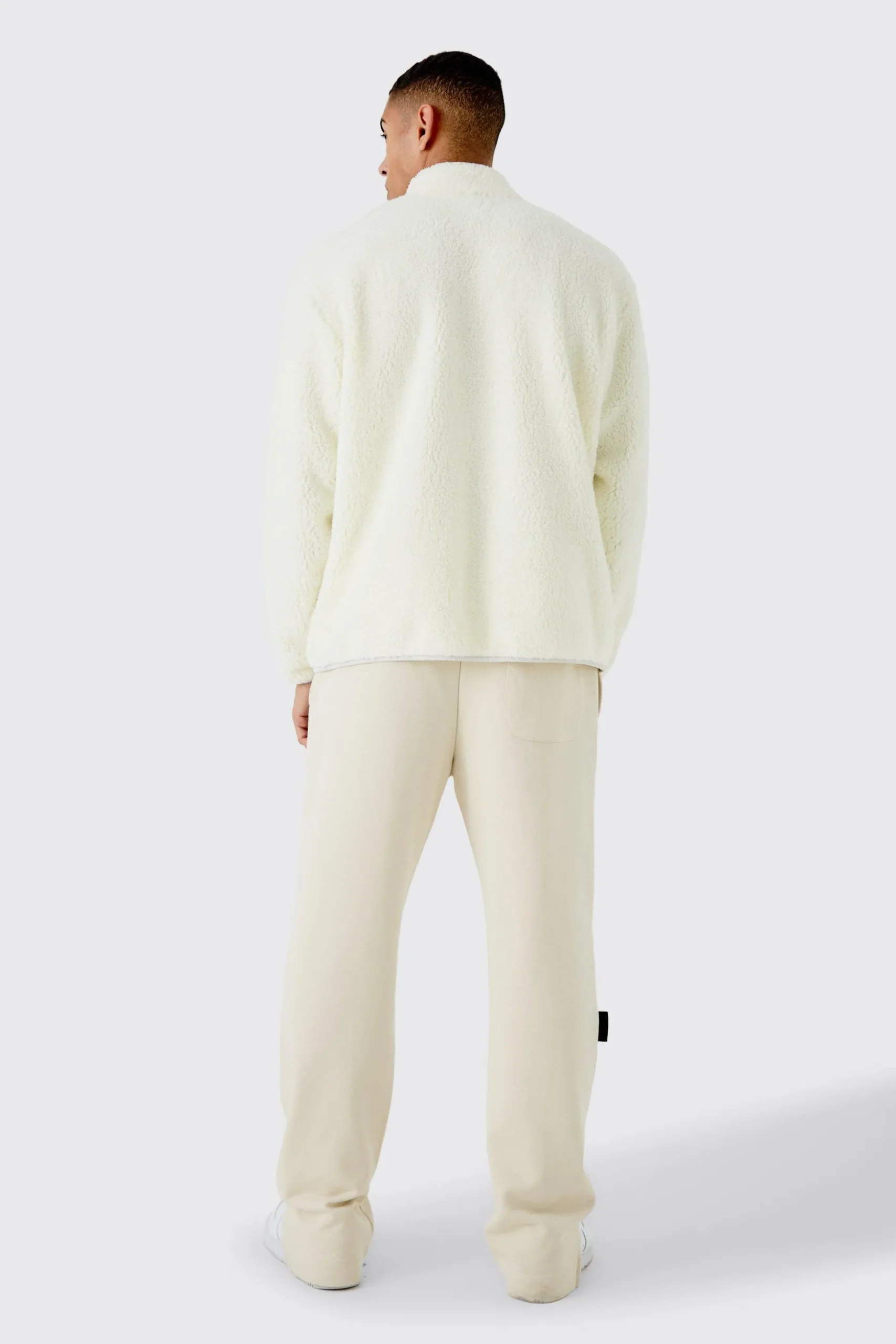 Oversized Contrast Borg Jacket | BoohooMAN UK