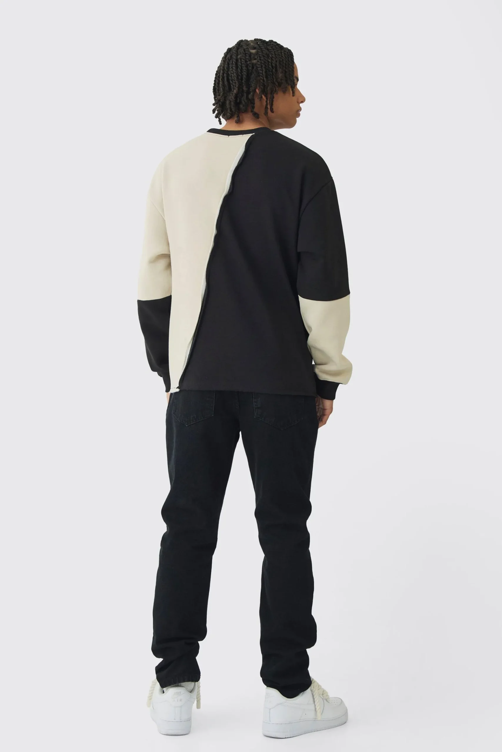 Oversized Diagonal Colourblock Sweatshirt | BoohooMAN UK