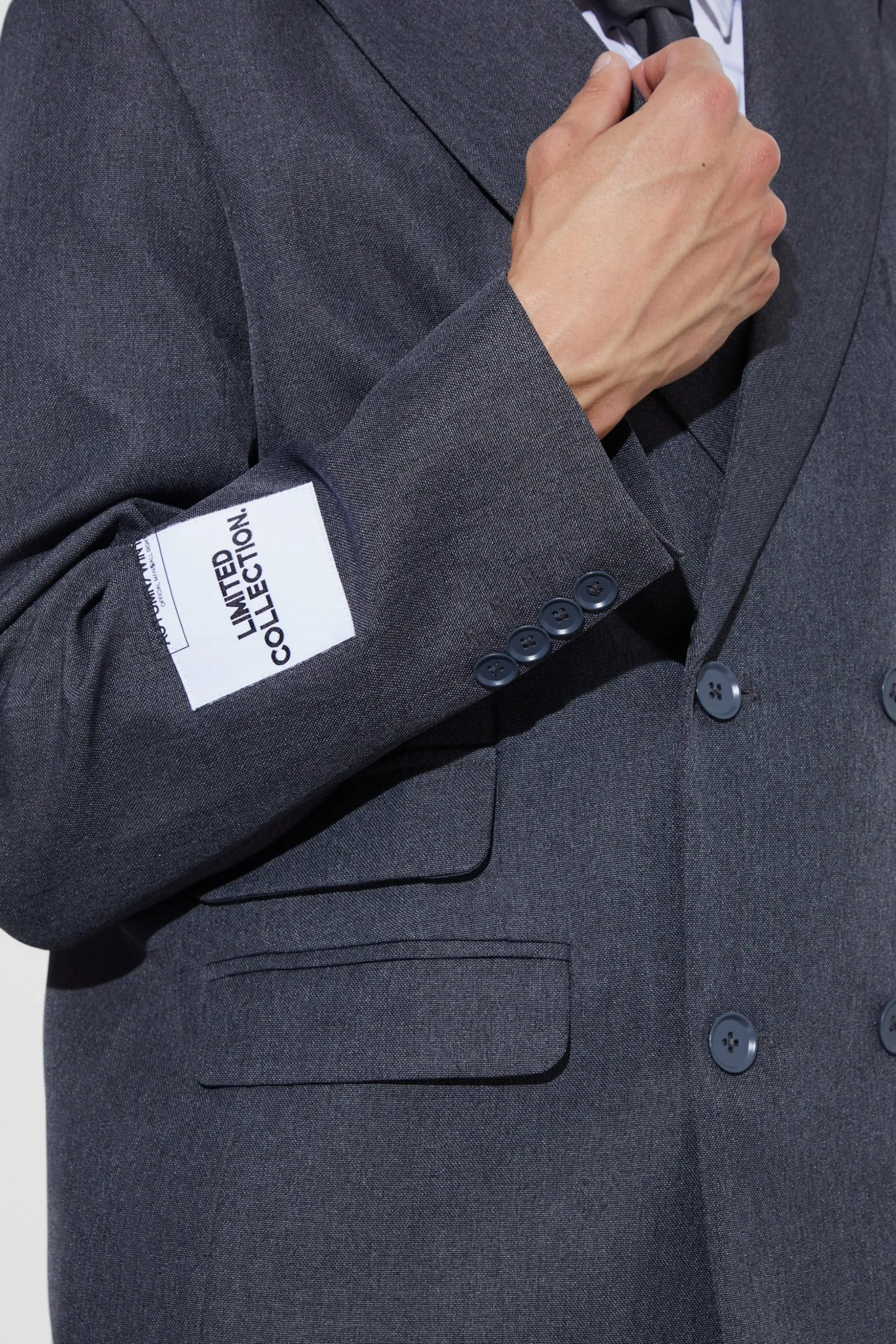 Oversized Double Breasted Textured Blazer | BoohooMAN UK