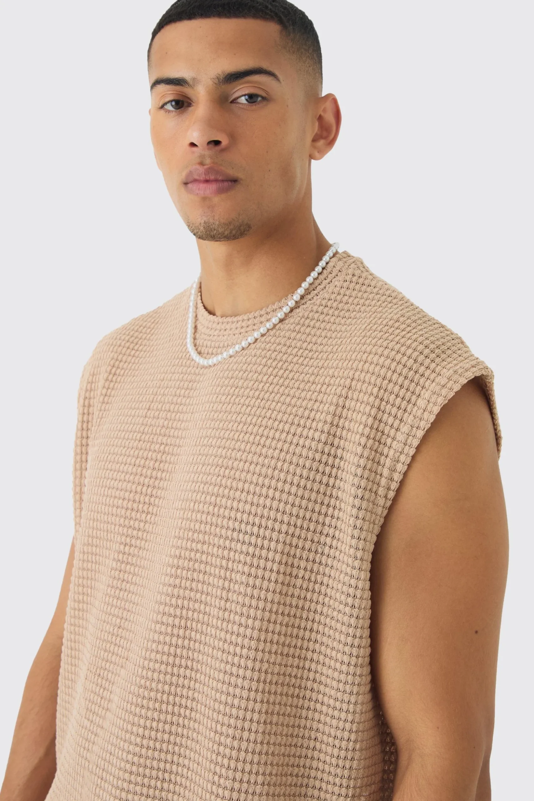 Oversized Drop Shoulder Textured Tank | BoohooMAN UK