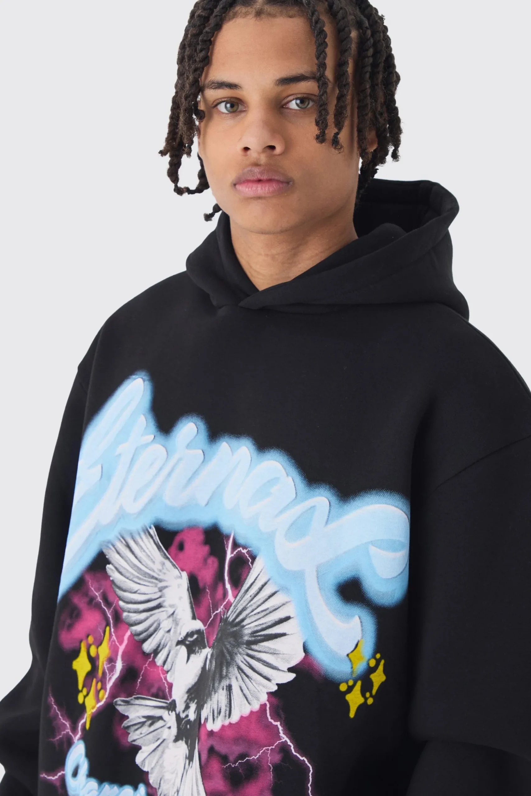 Oversized Eternal Dove Large Scale Graphic Hoodie | BoohooMAN UK