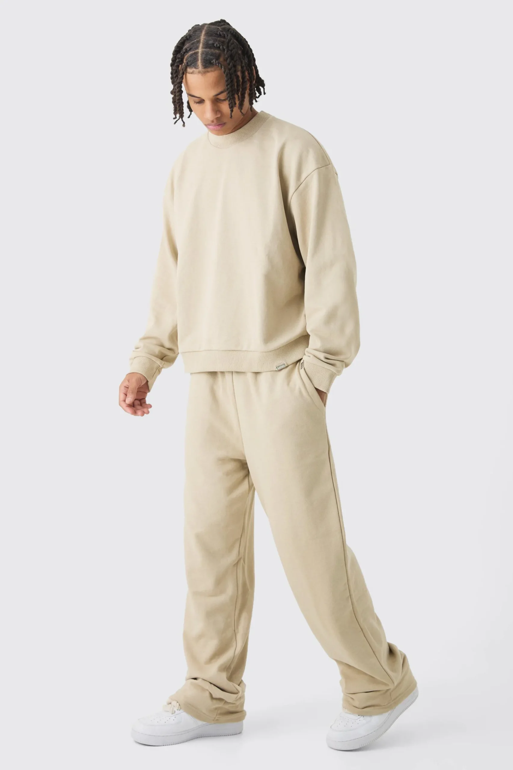 Oversized Extended Neck Boxy Heavy Sweatshirt Relaxed Tracksuit | BoohooMAN UK