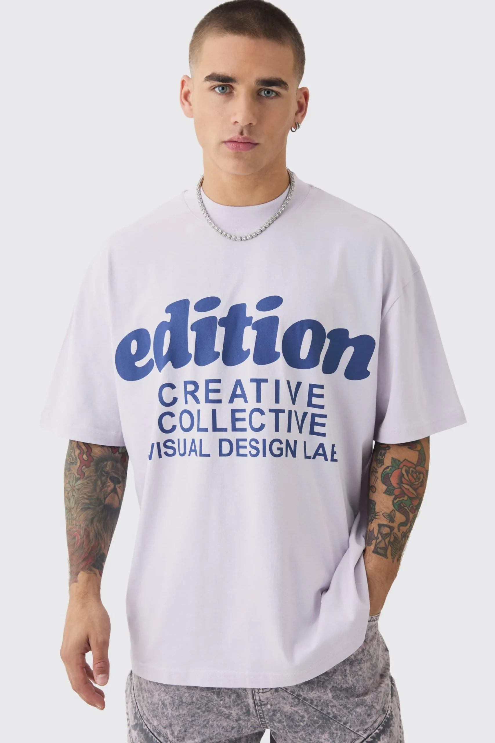 Oversized Extended Neck Edition Graphic T-shirt | BoohooMAN UK