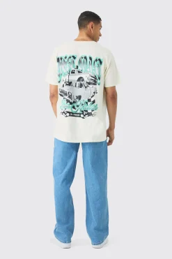 Oversized Extended Neck East Coast Car Back Print T-shirt | BoohooMAN UK