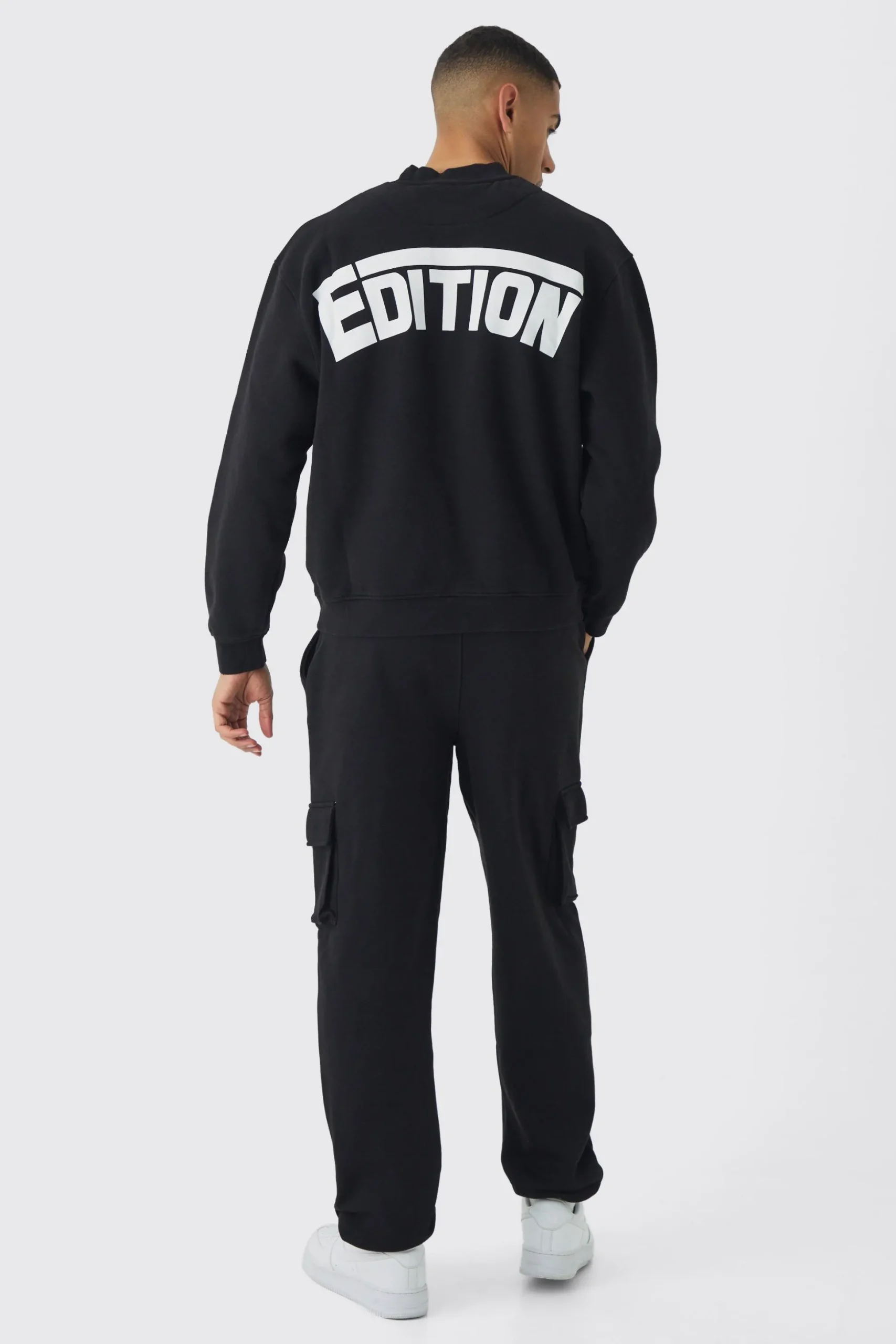 Oversized Extended Neck Edition Cargo & Sweatshirt Tracksuit | BoohooMAN UK