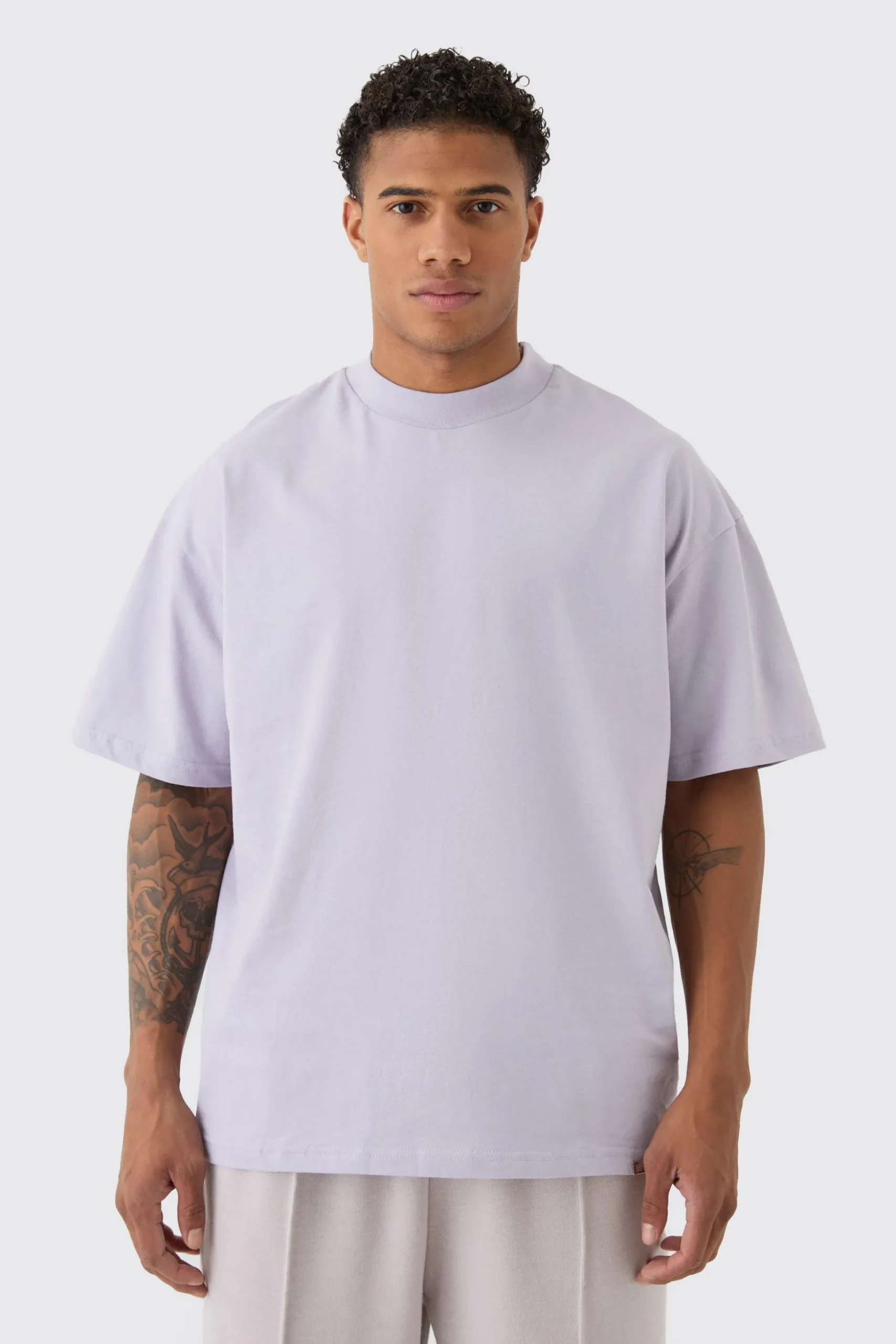 Oversized Extended Neck Heavyweight T-shirt | BoohooMAN UK