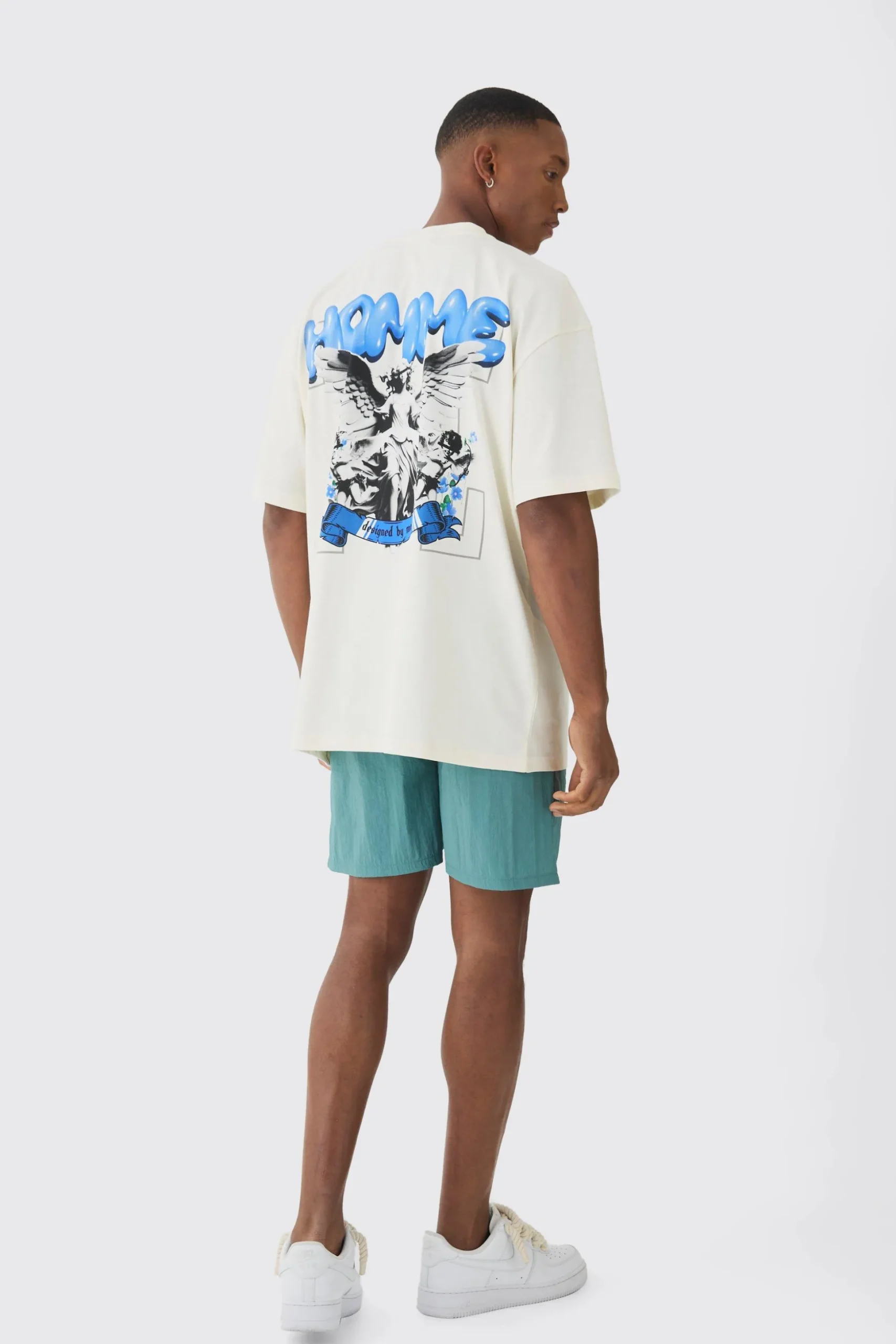 Oversized Extended Neck Homme T-shirt & Swim Short Set | BoohooMAN UK