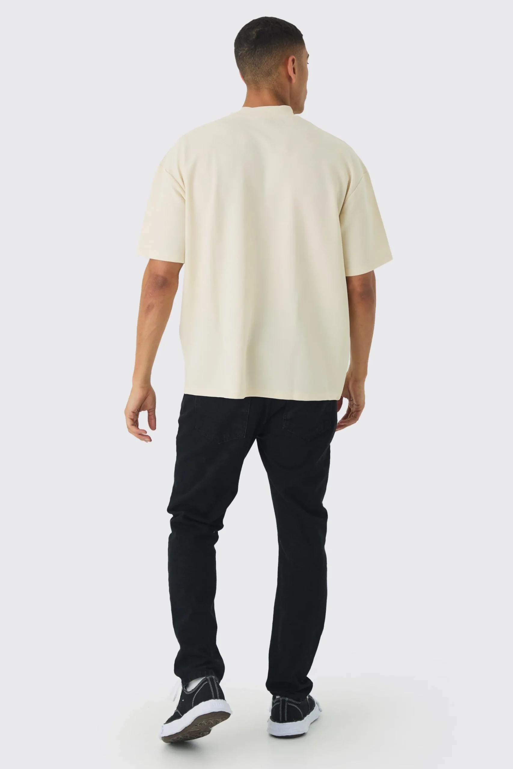 Oversized Extended Neck Jersey Twill Abstract Embroidery T-shirt | BoohooMAN UK