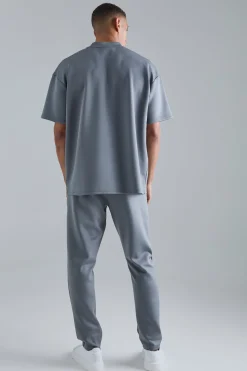 Oversized Extended Neck Scuba T-shirt | BoohooMAN UK