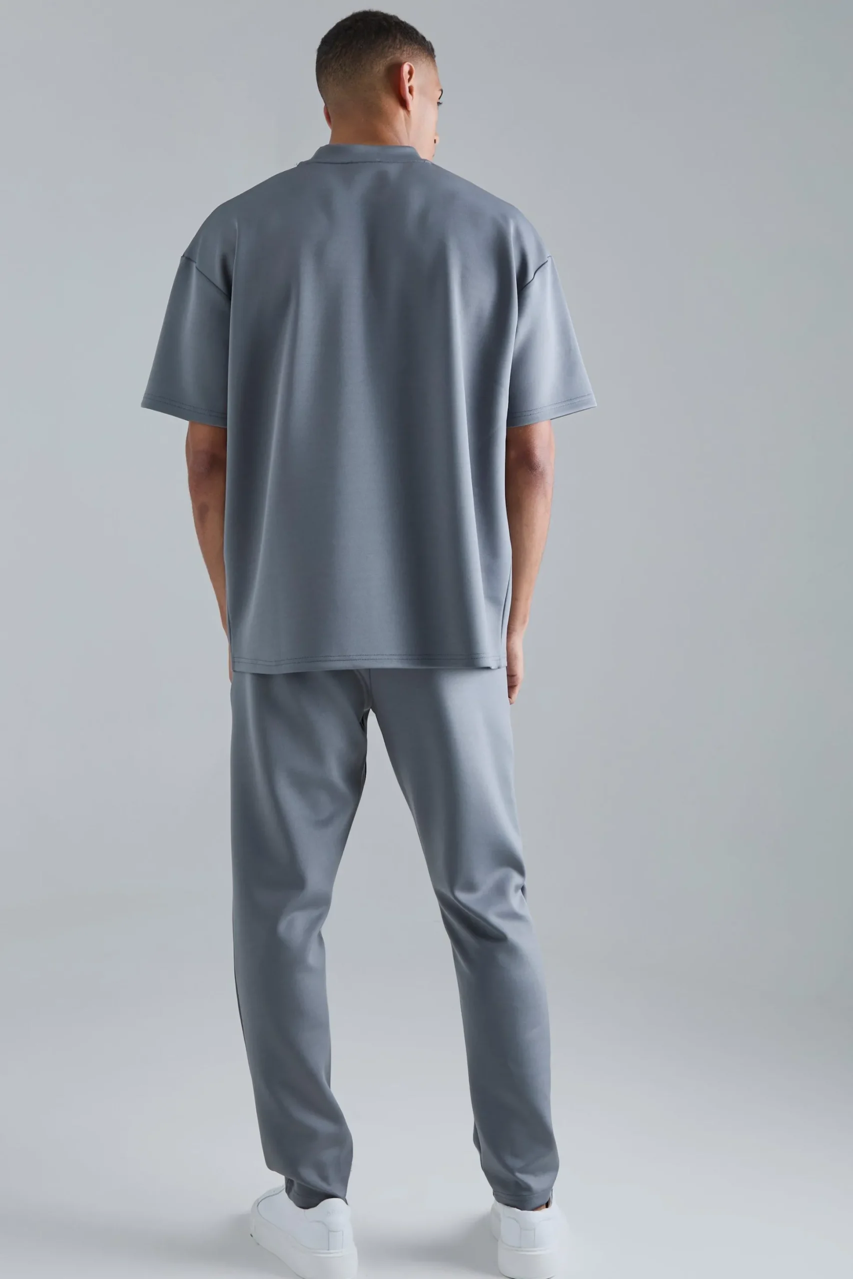 Oversized Extended Neck Scuba T-shirt | BoohooMAN UK
