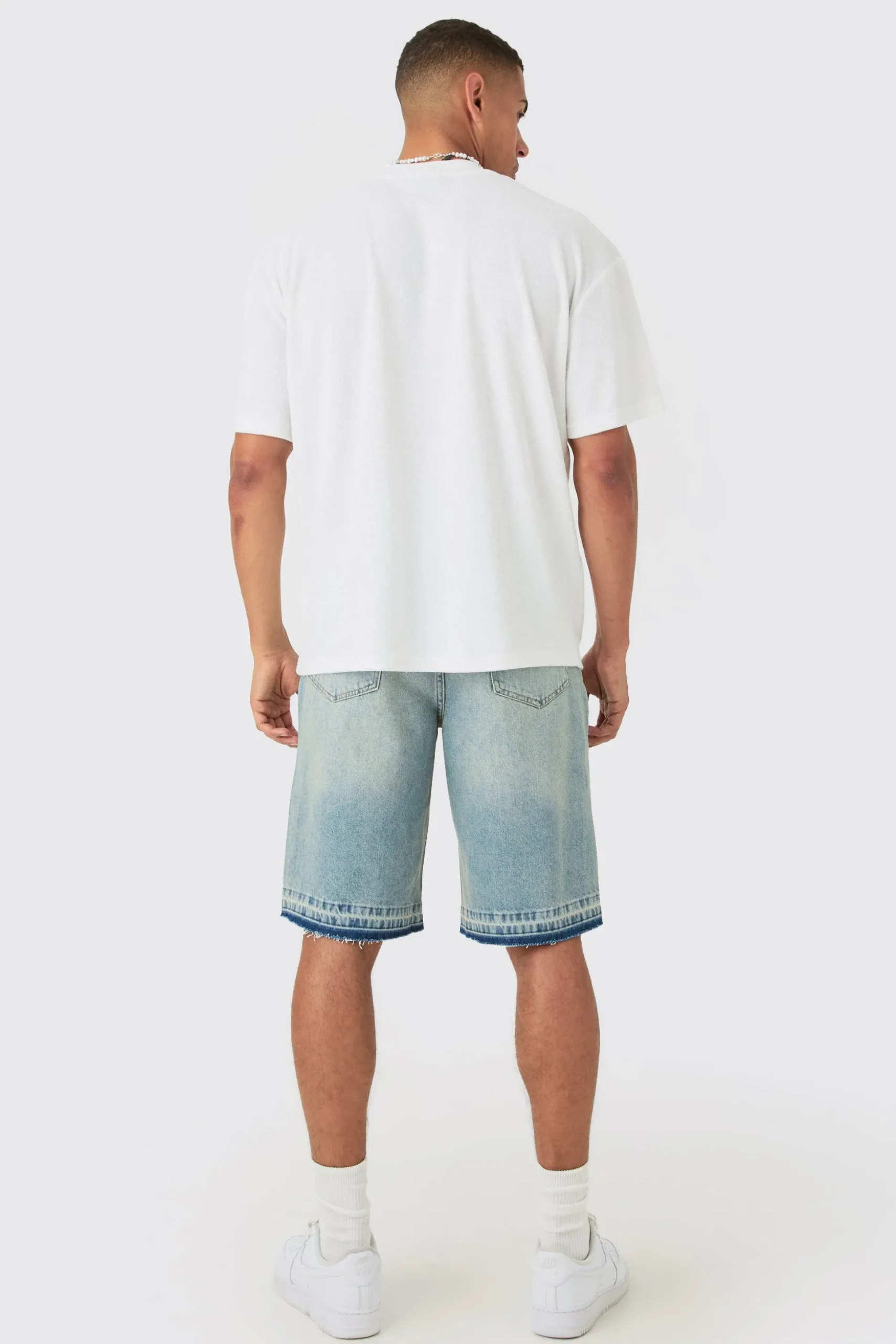 Oversized Extended Neck Towelling T-shirt | BoohooMAN UK