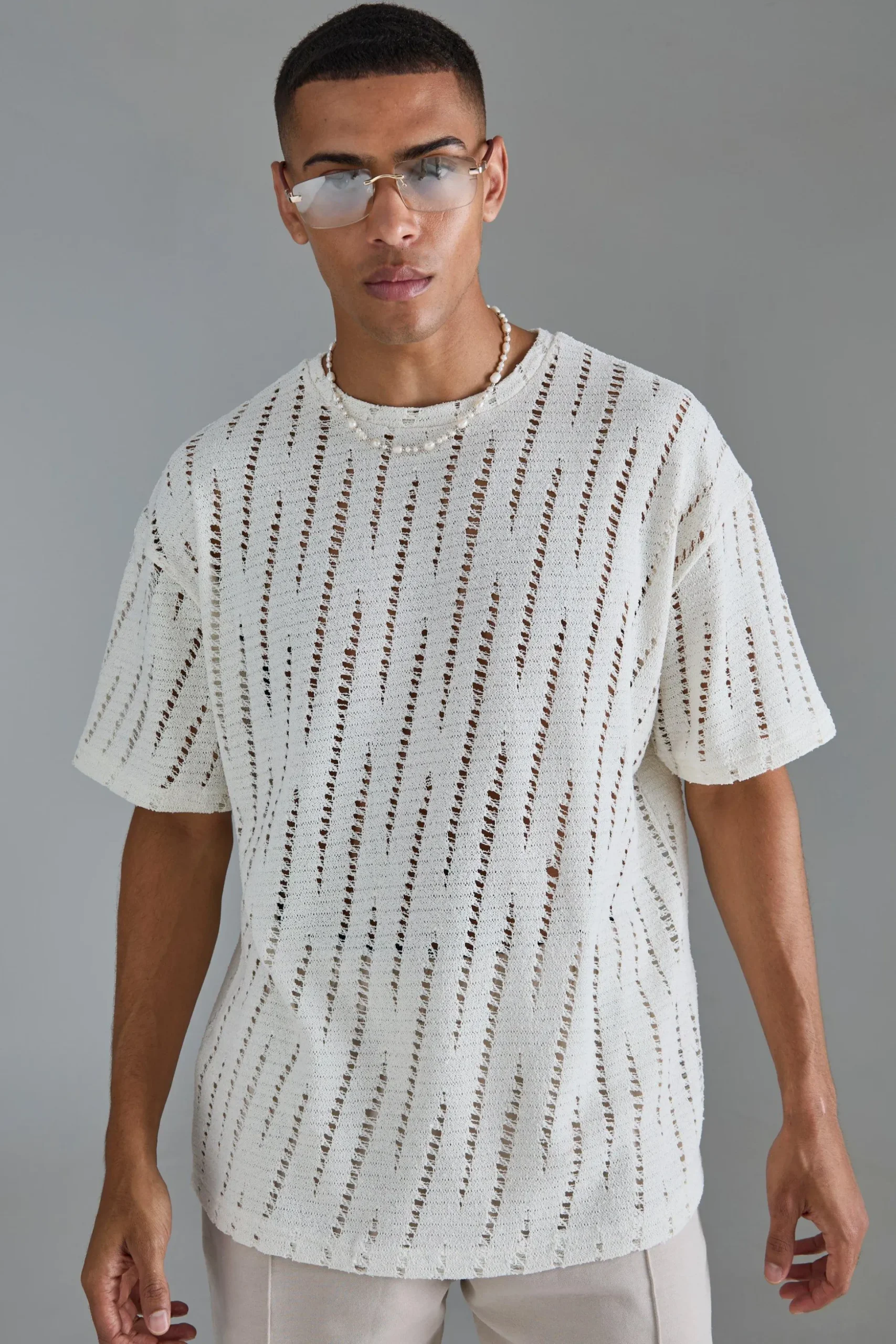 Oversized Extreme Distressed Textured T-shirt | BoohooMAN UK