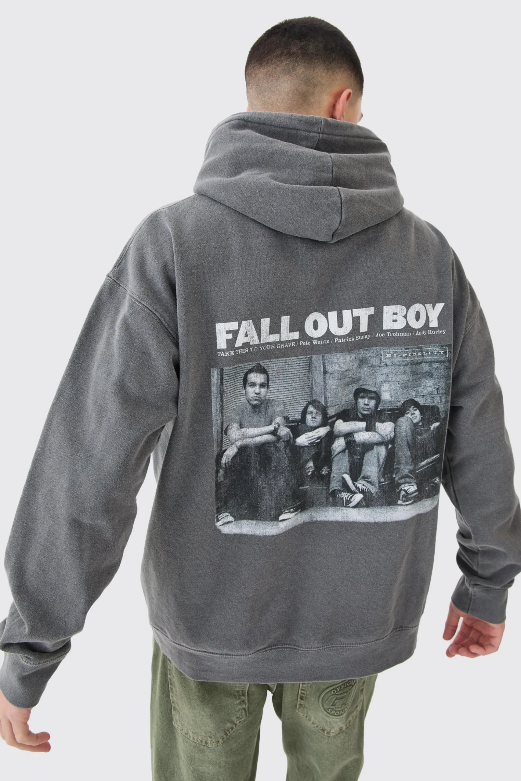 Oversized Fall Out Boy Band License Wash Hoodie | BoohooMAN UK